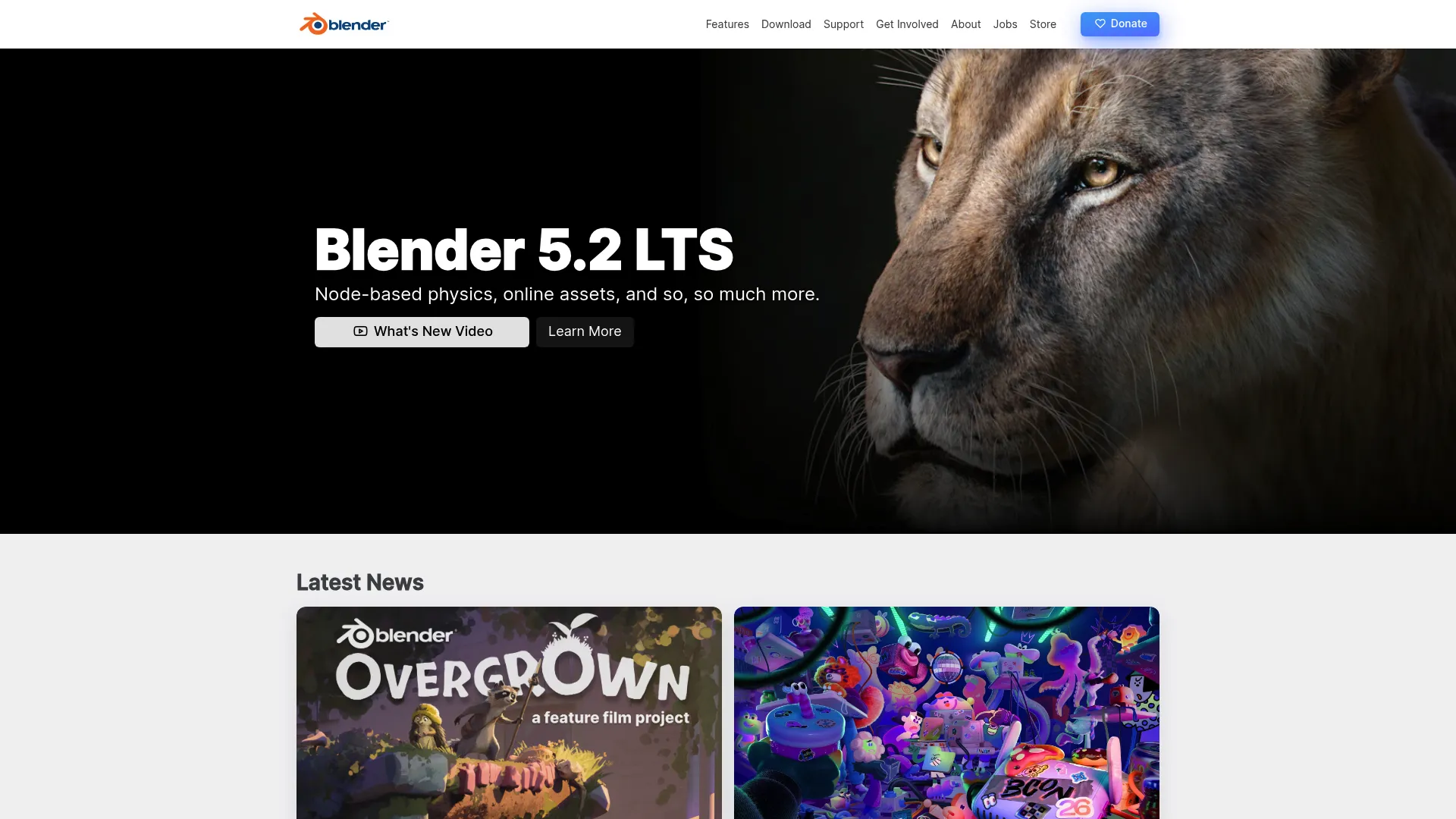 Blender 3D creation suite homepage