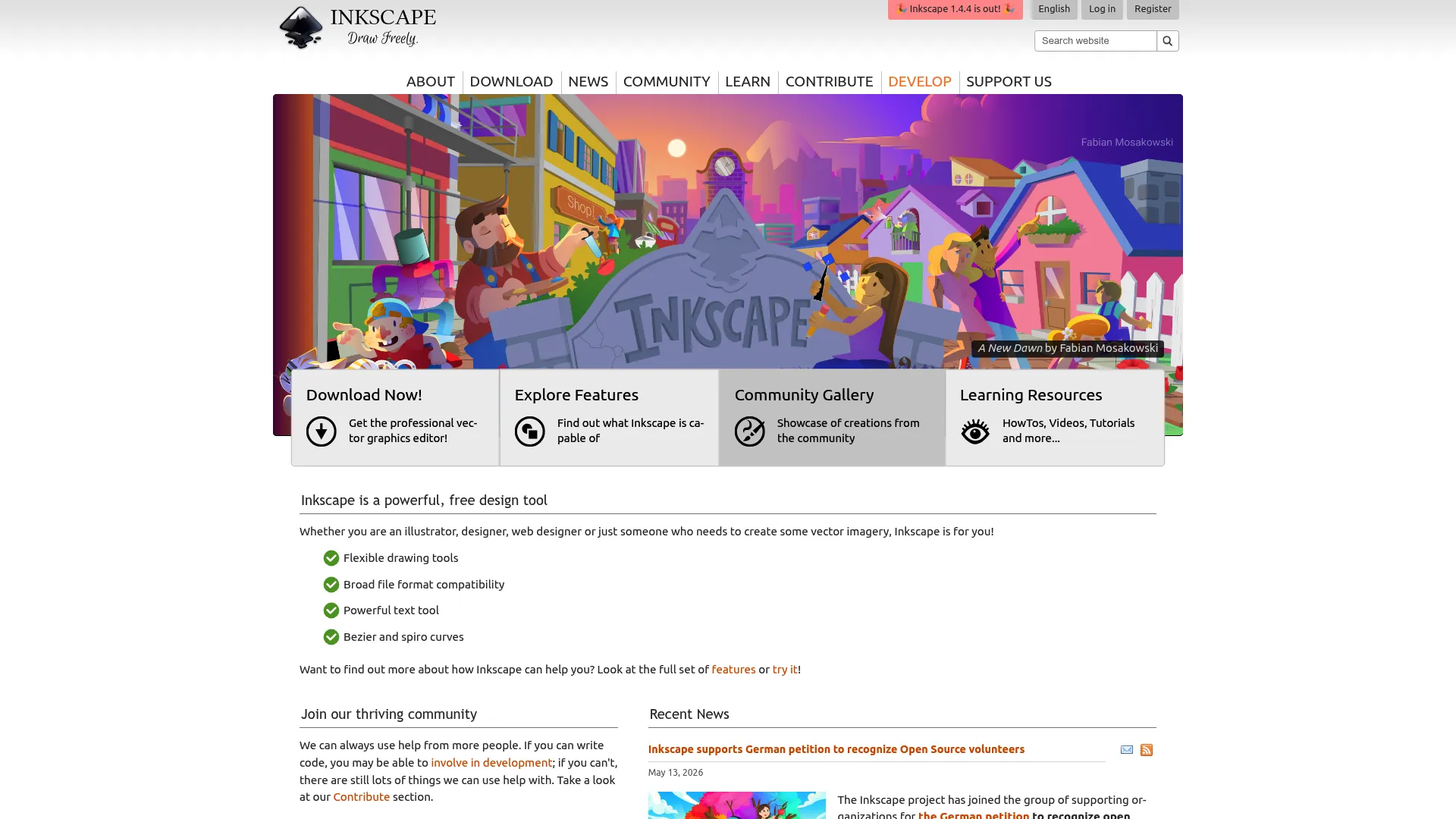 Inkscape open-source vector editor homepage
