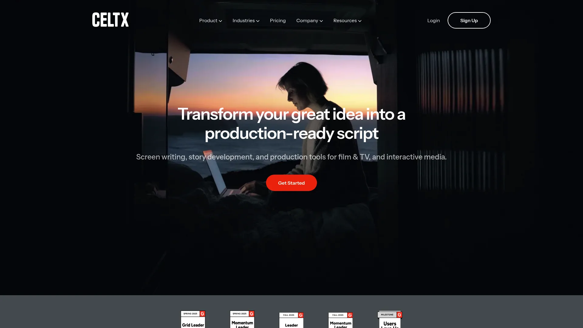Celtx screenwriting software homepage
