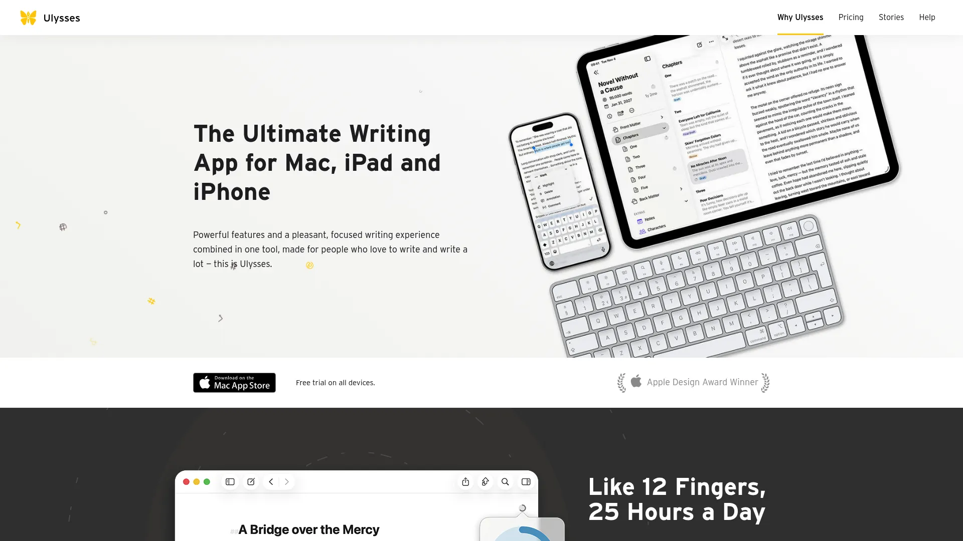 Ulysses writing app homepage