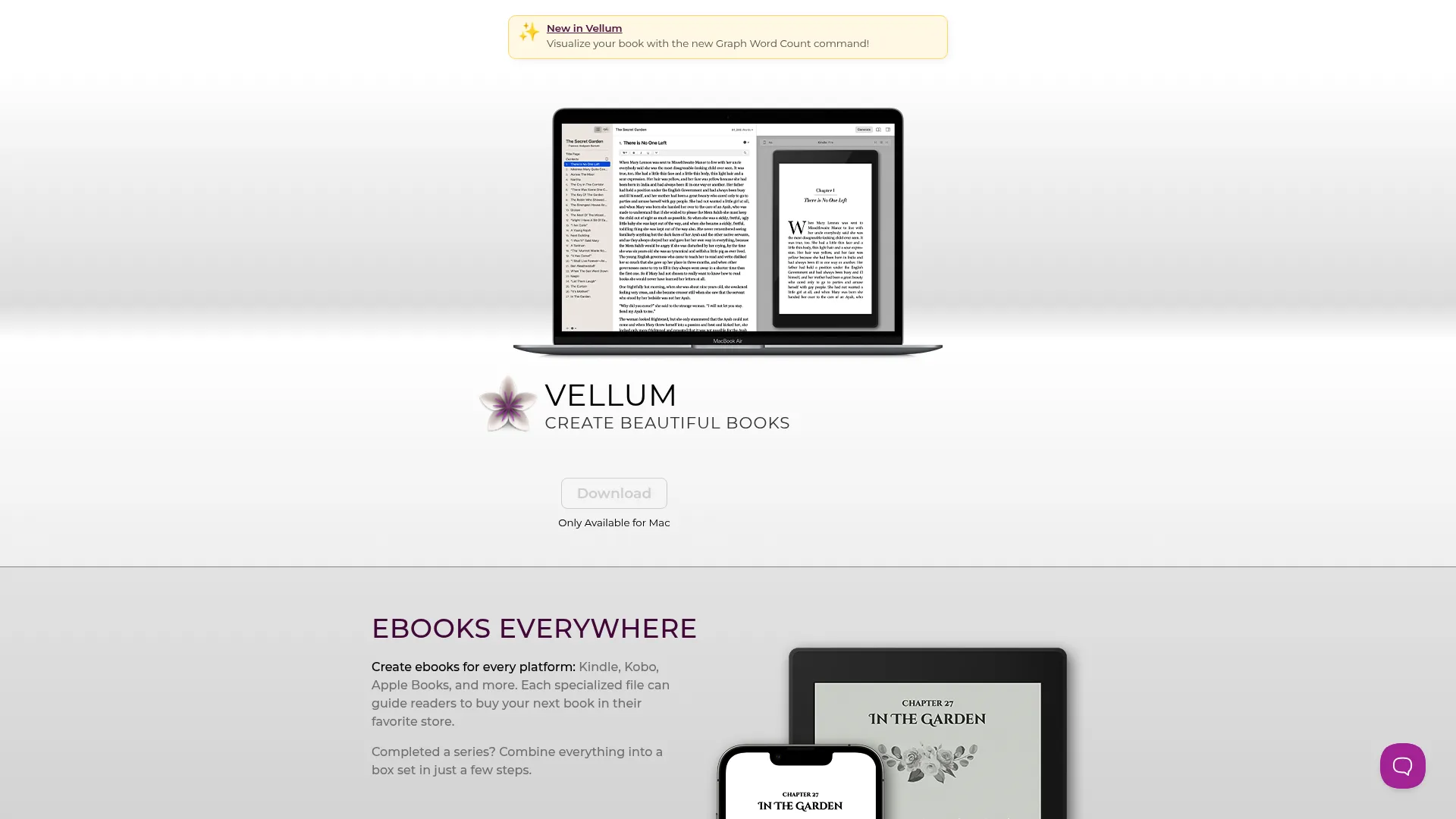 Vellum book formatting software homepage