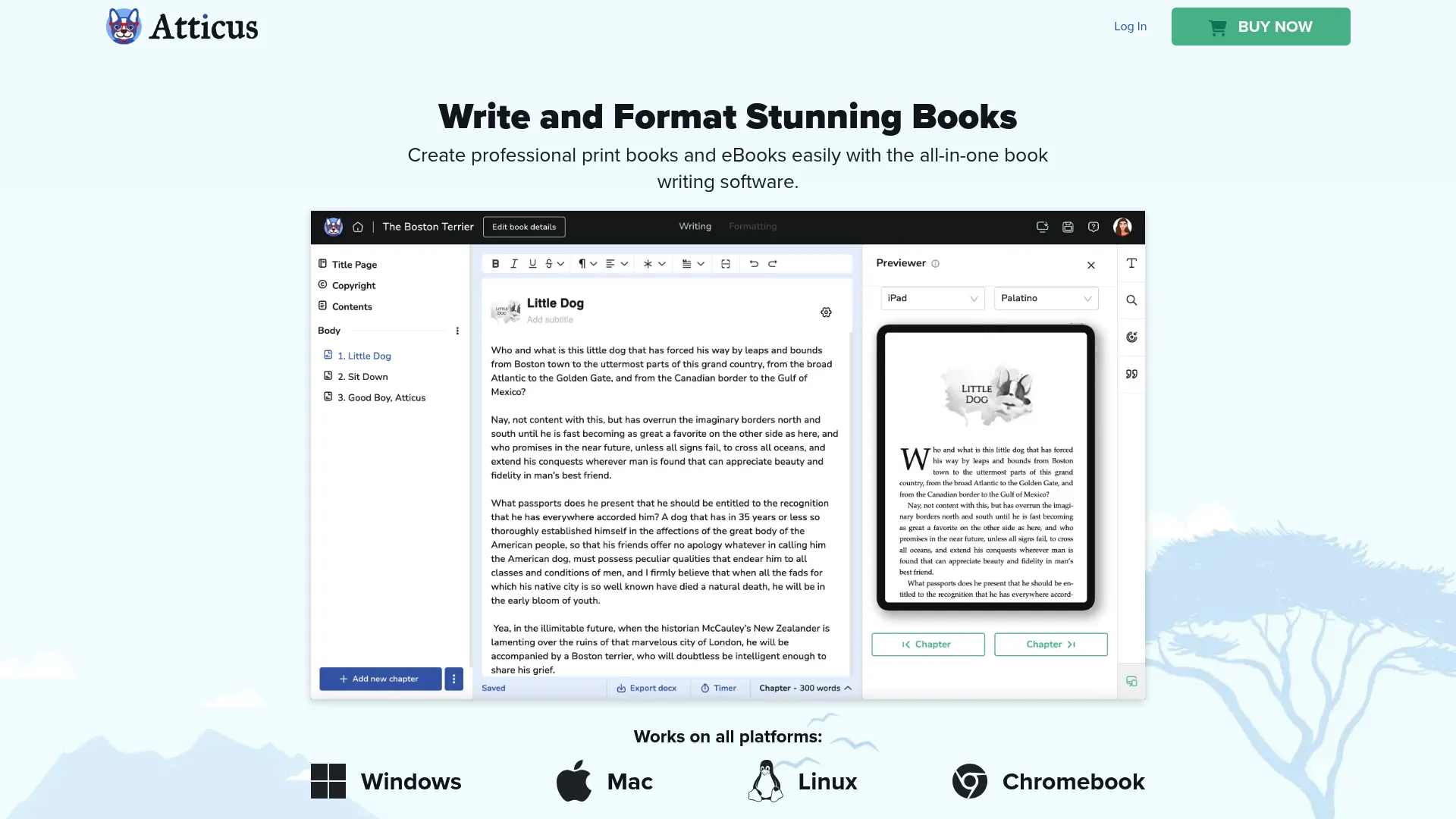 Atticus book writing and formatting software