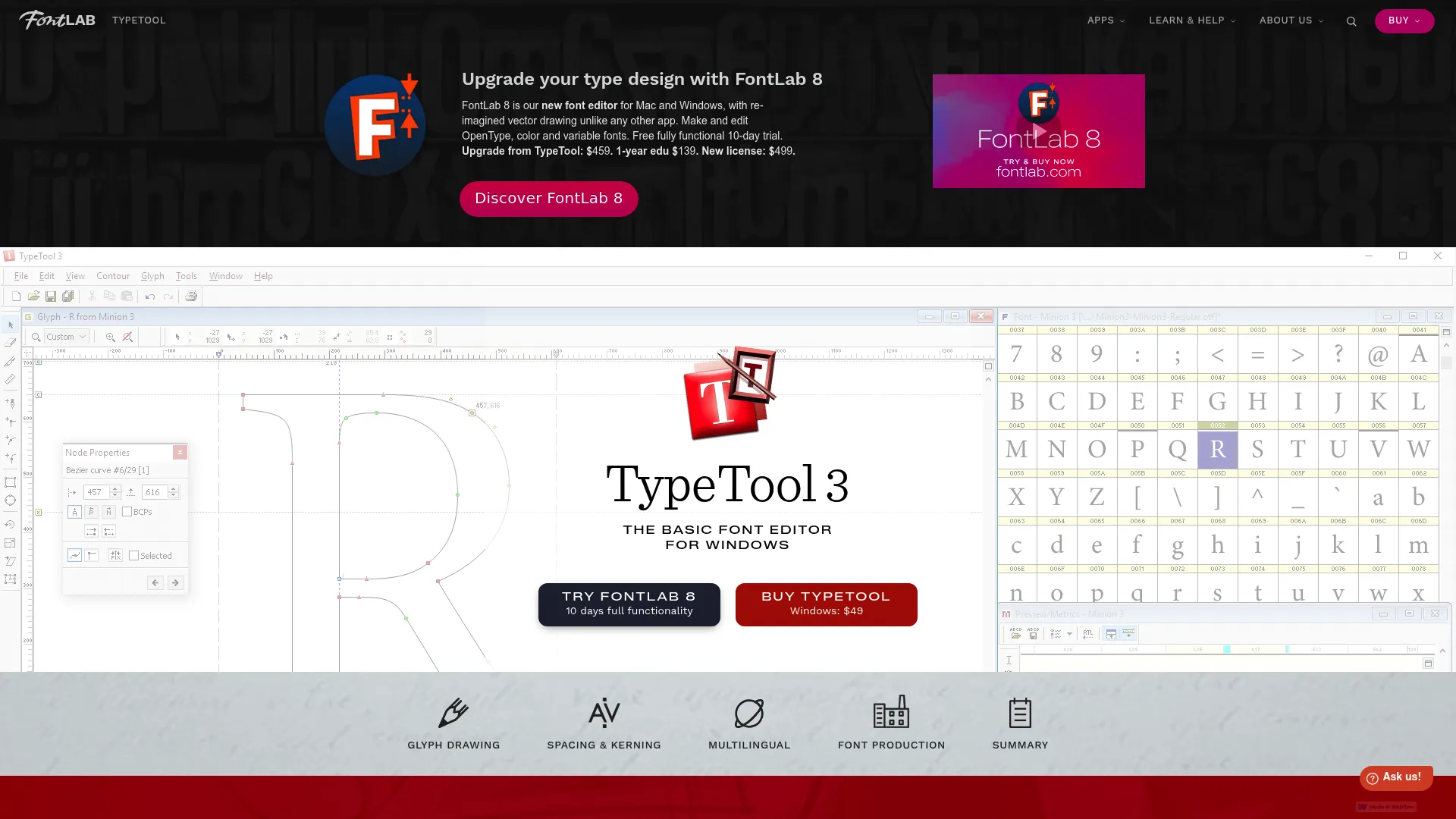 TypeTool entry-level font editor homepage