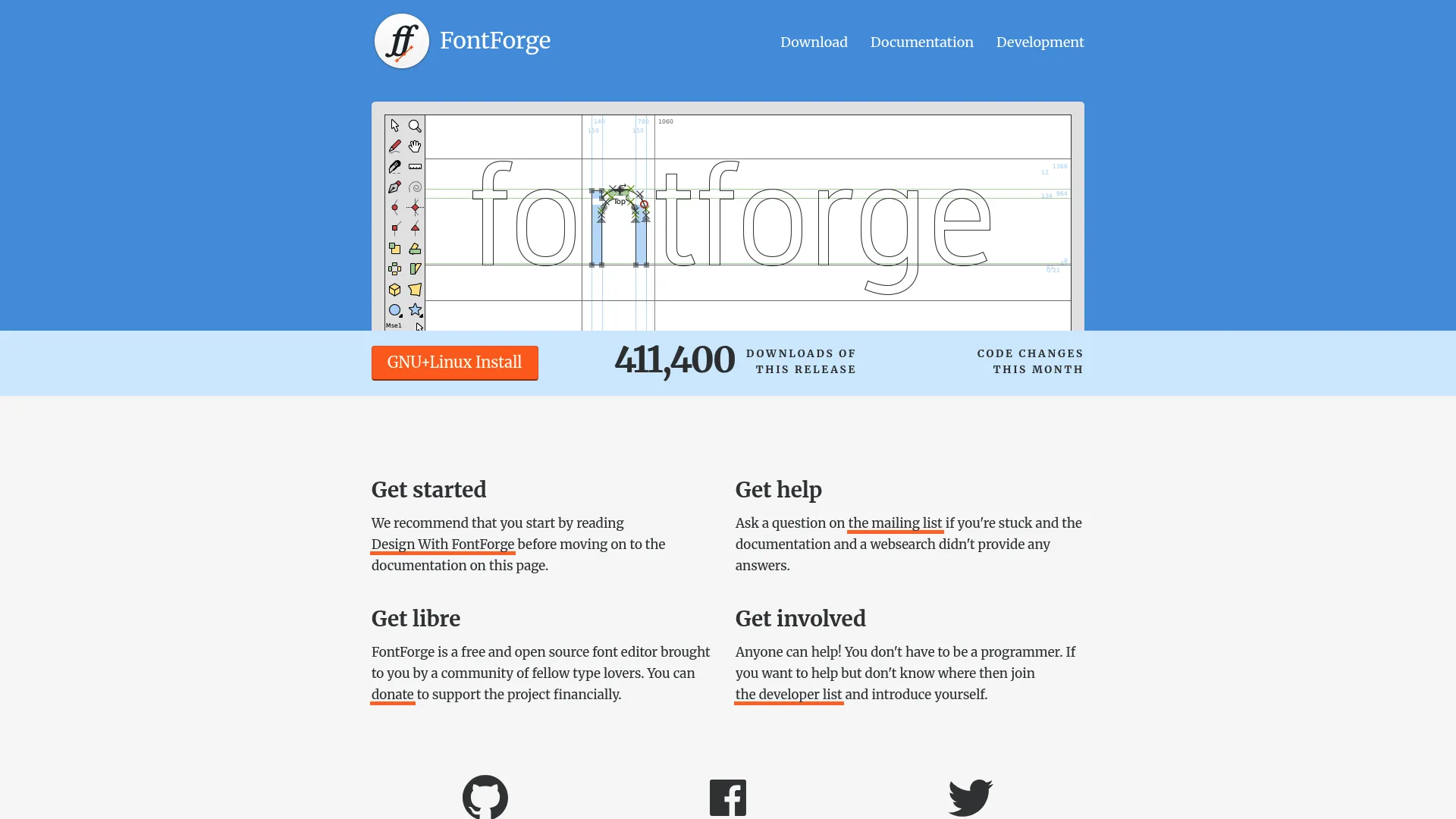 FontForge free open source font editor homepage