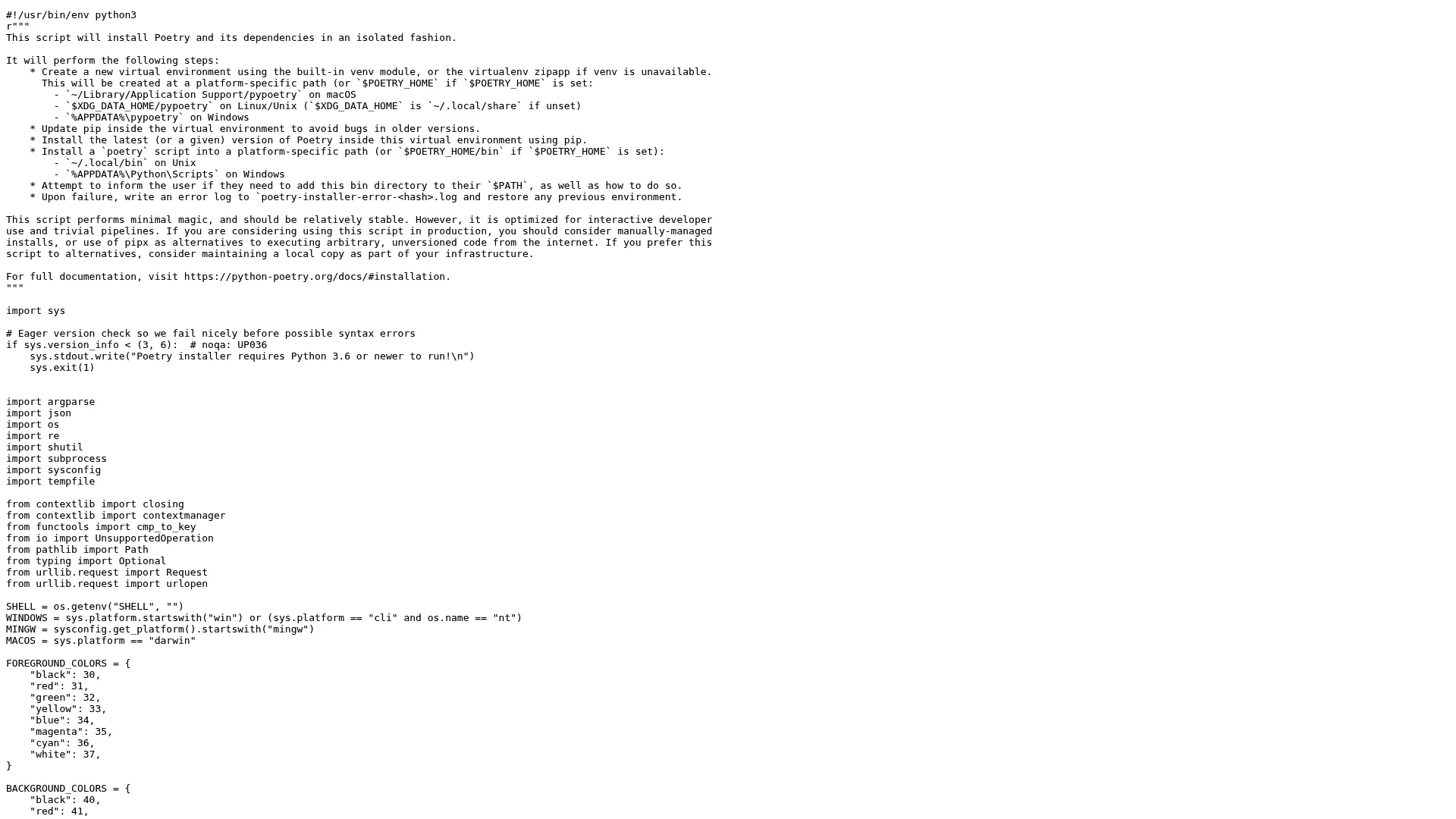install.python-poetry.org official Poetry installer script