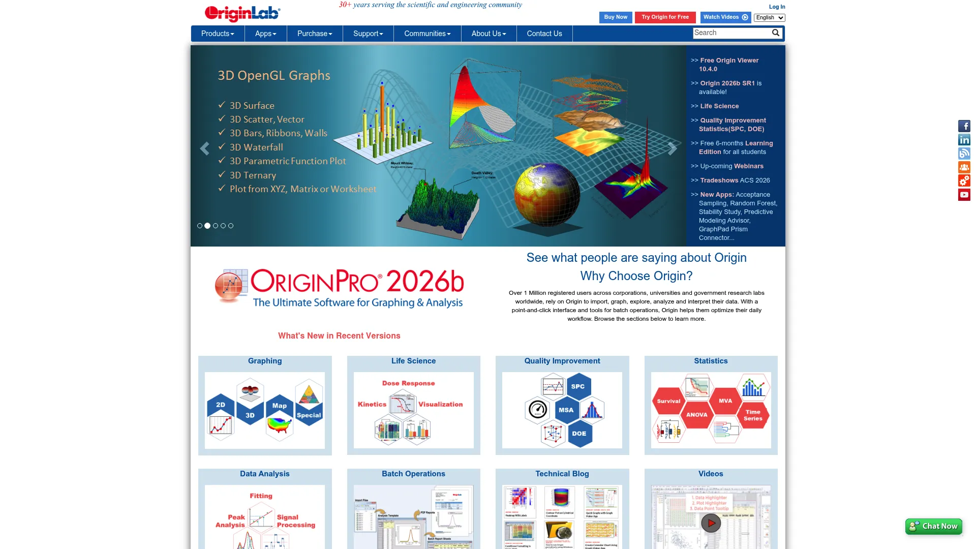 OriginPro scientific data analysis and graphing software interface