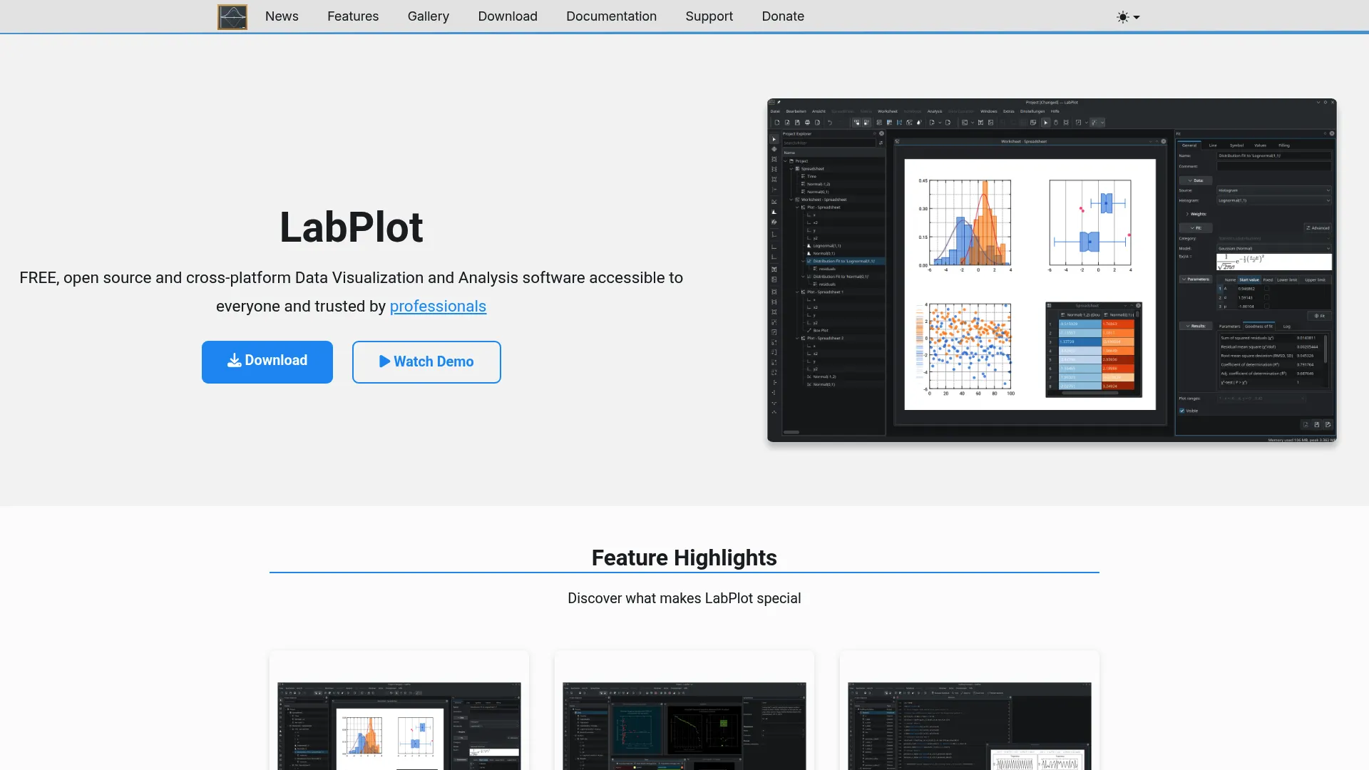 LabPlot open-source data visualization and analysis interface