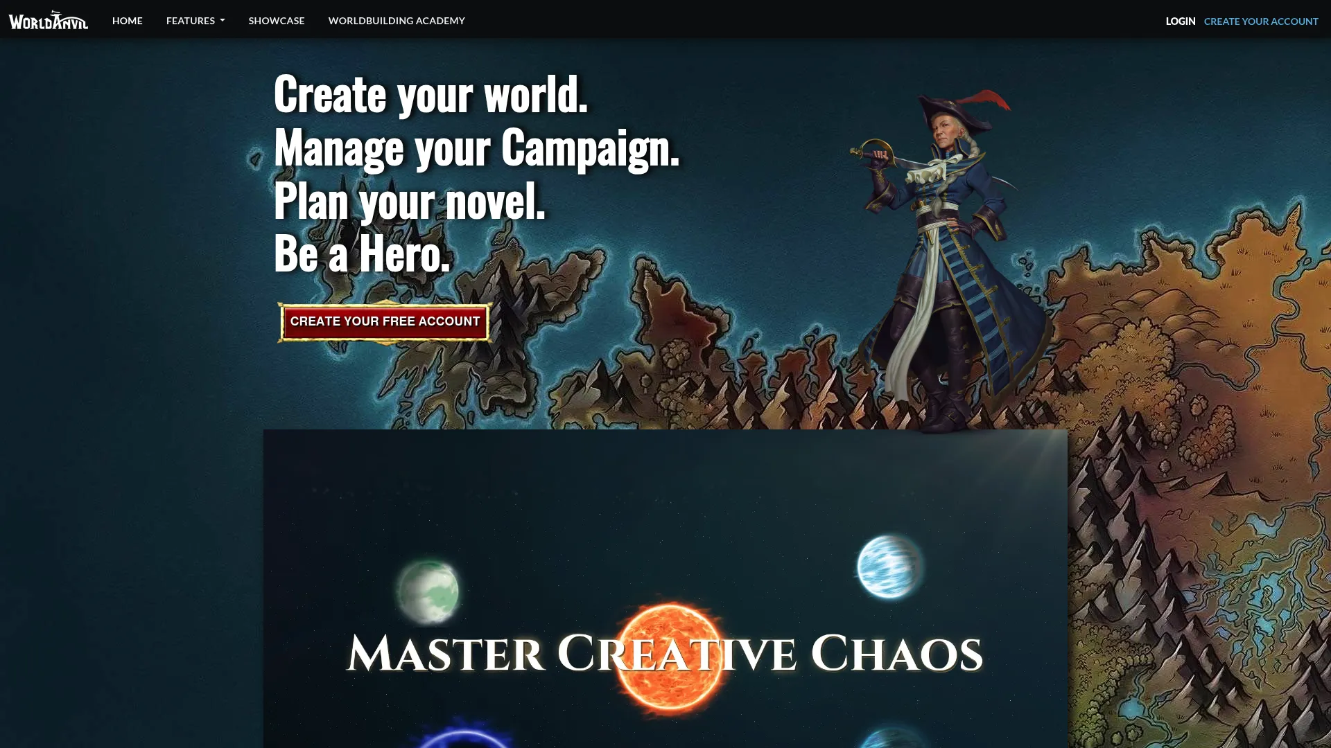 World Anvil worldbuilding platform homepage