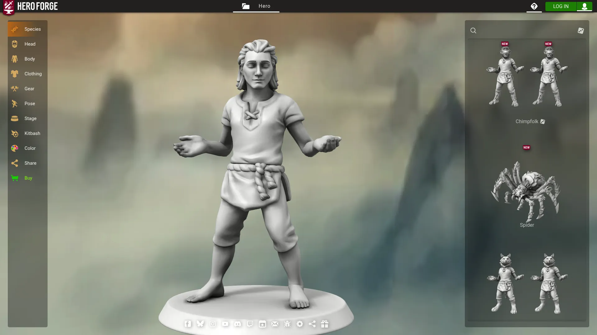 Hero Forge browser-based 3D character creator for tabletop miniatures