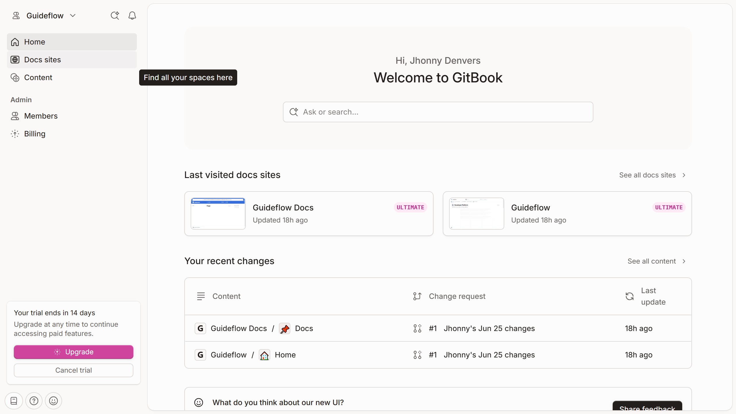 How to set the type of announcement in a docs site in Gitbook