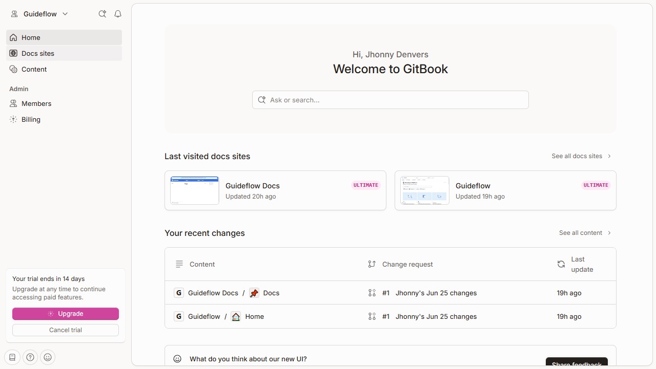 How to enable pagination in the announcement in a docs site in Gitbook