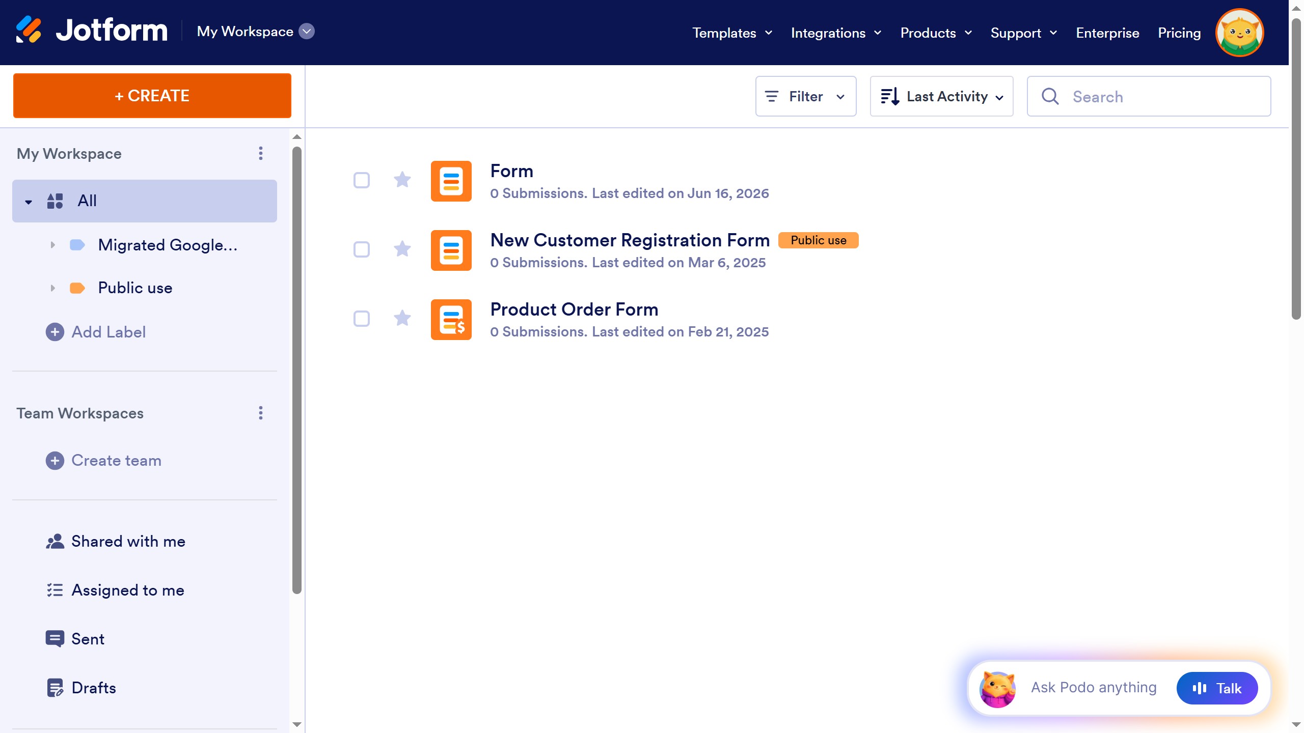 How to start creating a registration form without templates in Jotform