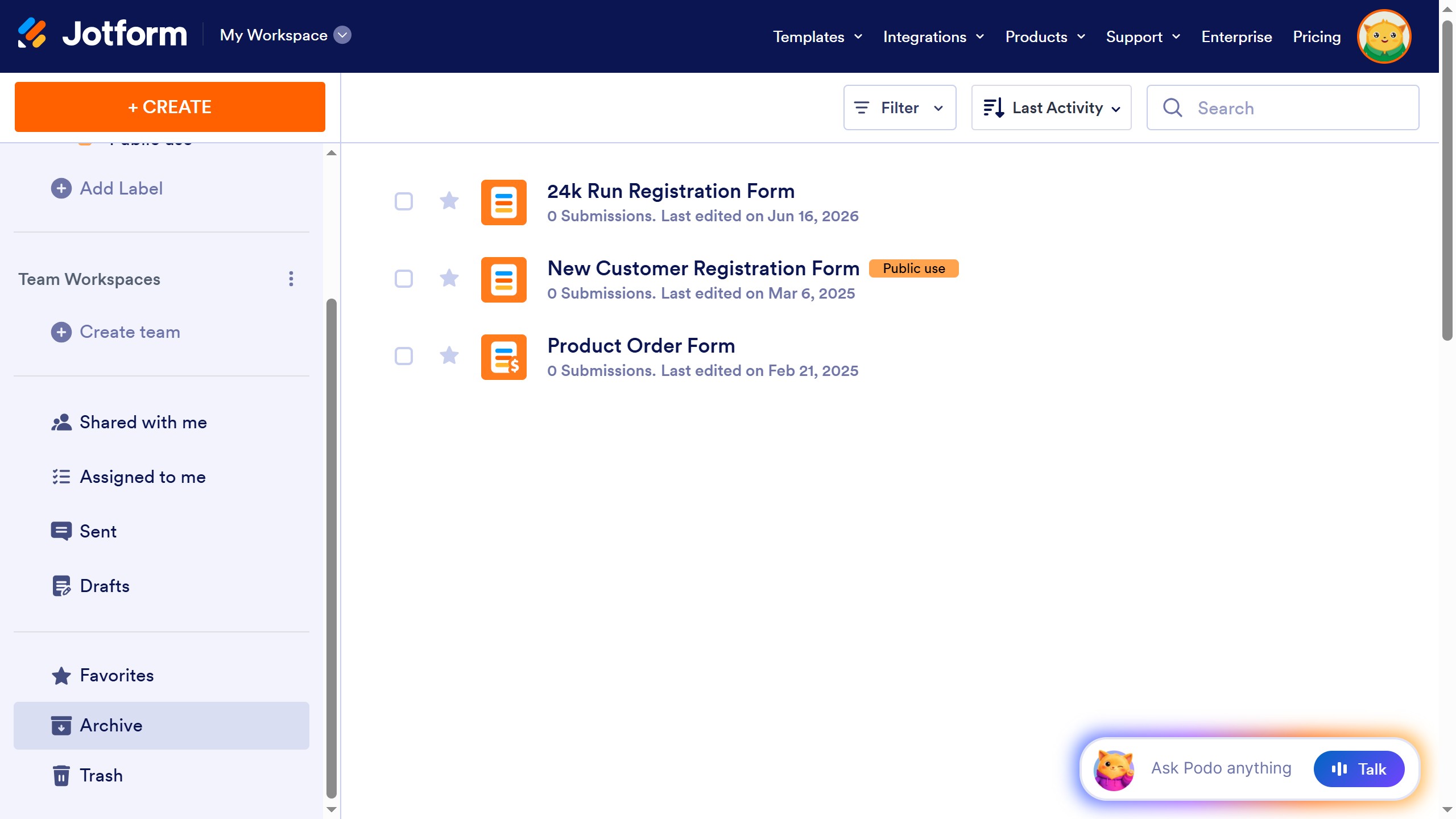 How to restore archived forms in Jotform