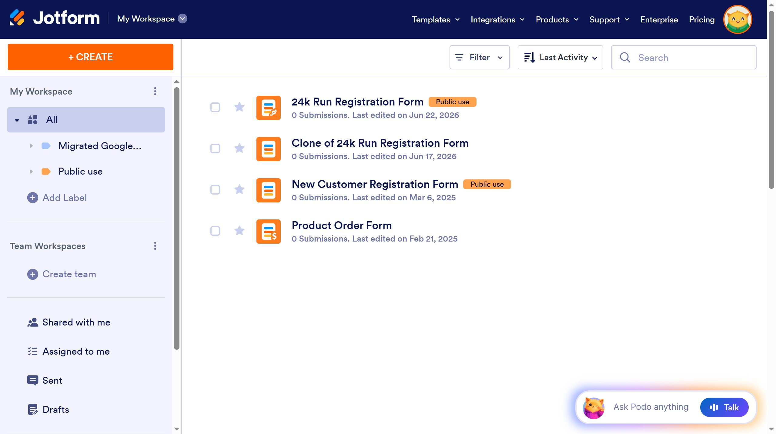 How to delete row in a table field in a registration form in Jotform