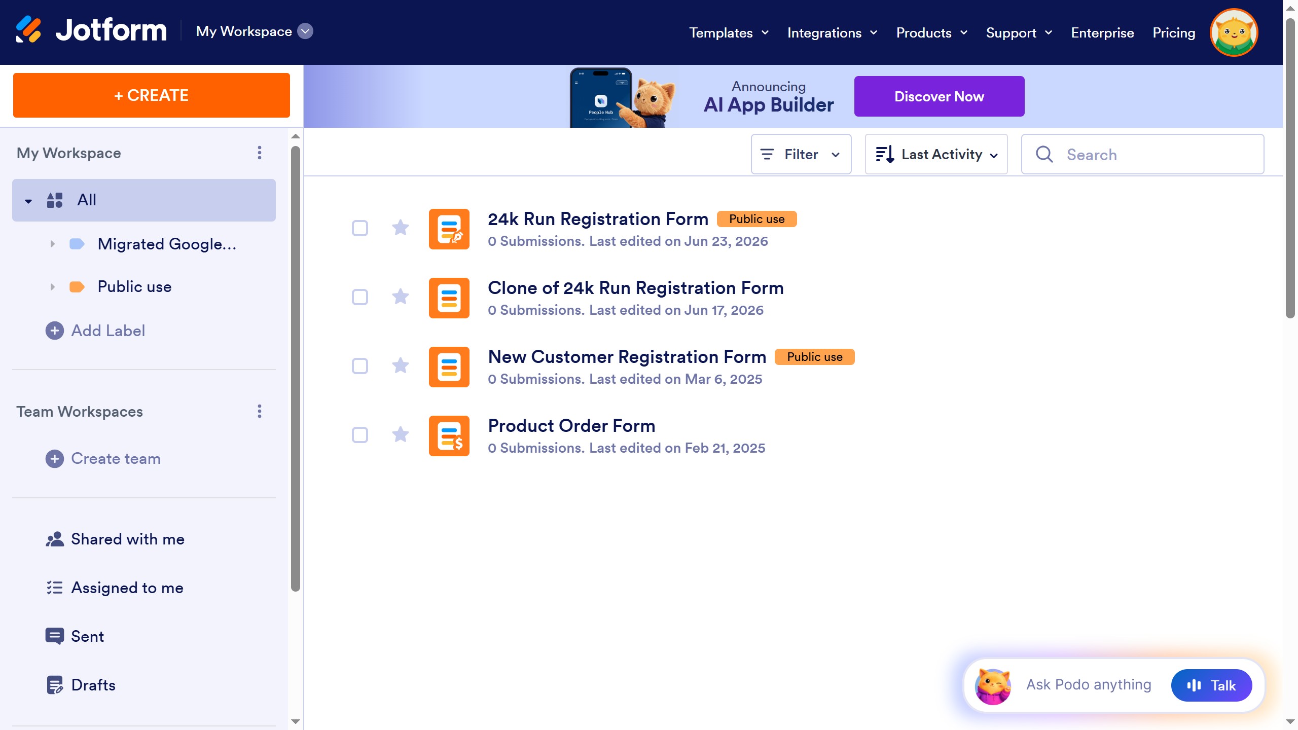 How to set submit button style in a registration form in Jotform