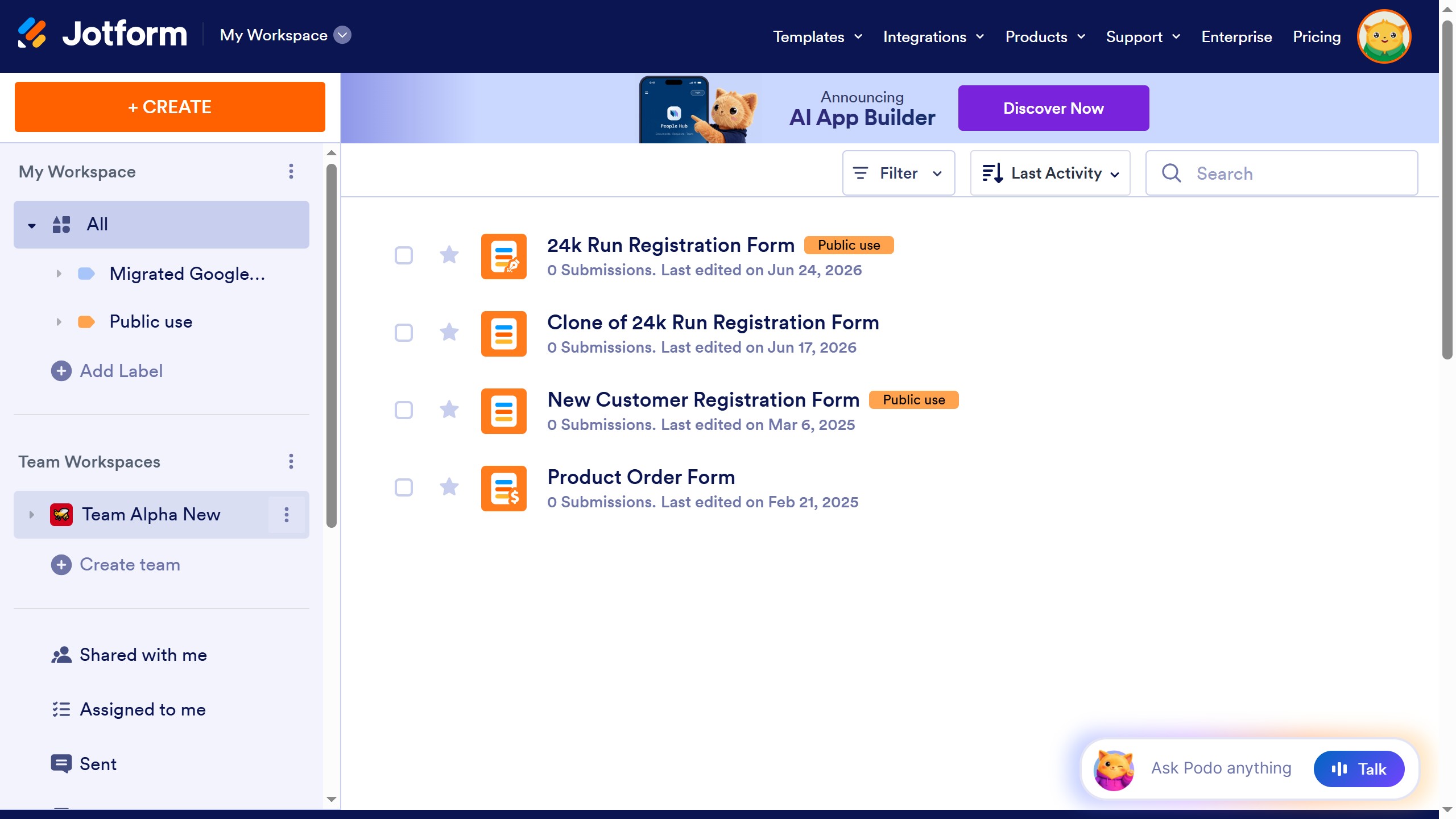 How to change team cover image in Jotform