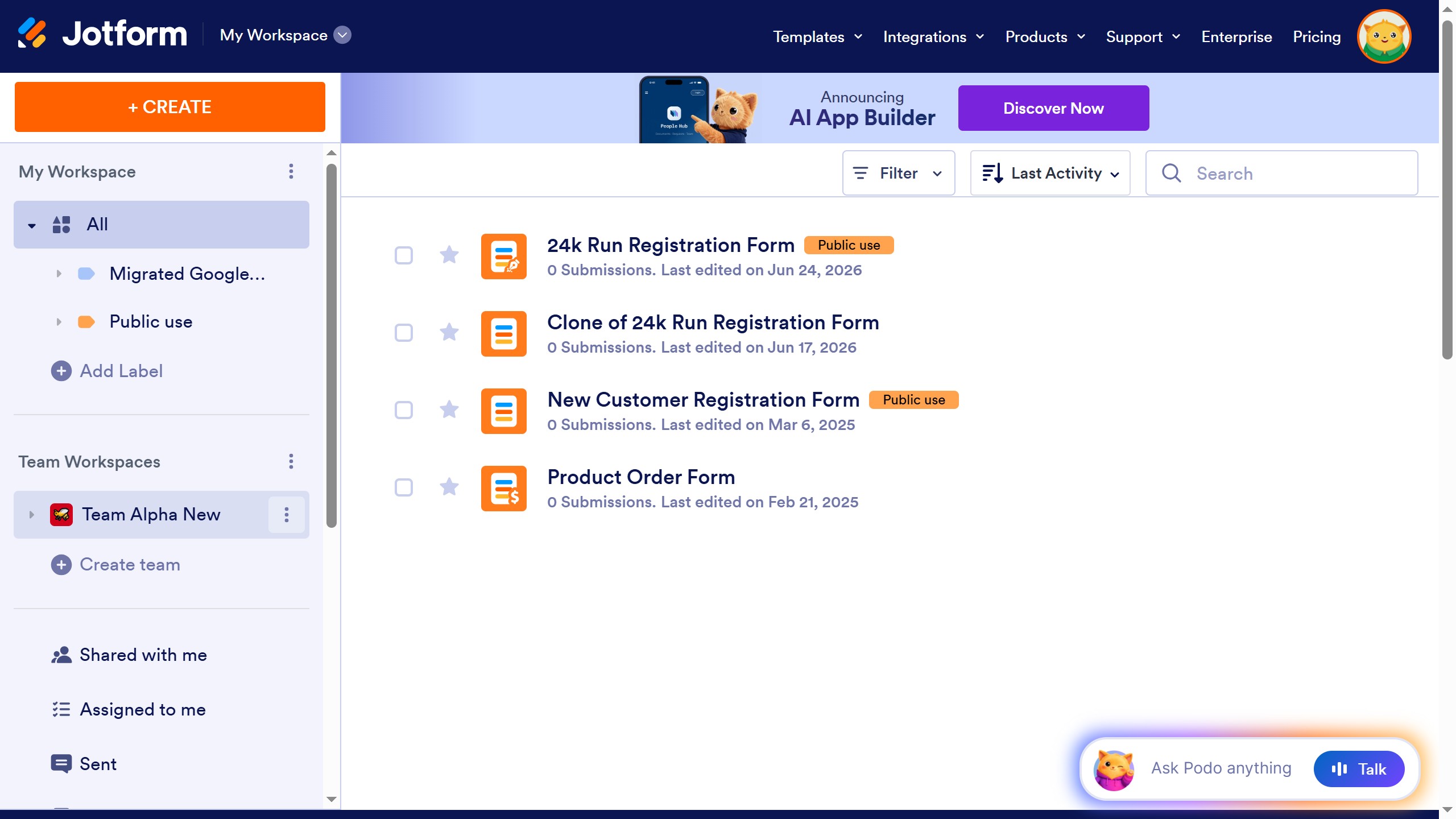 How to change team image in Jotform