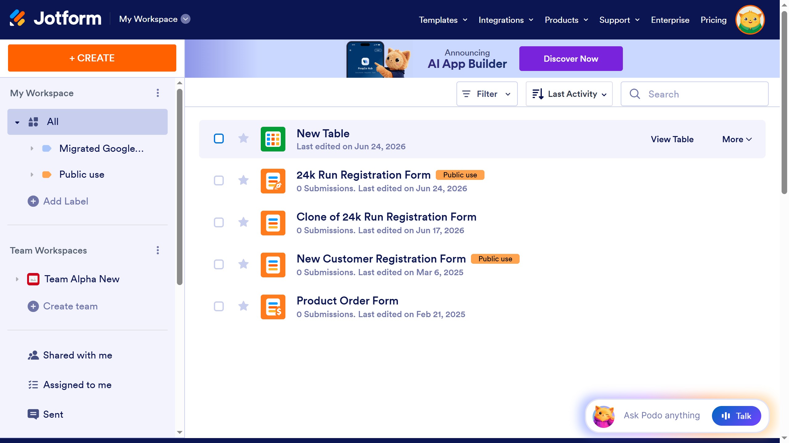 How to rename a data table in Jotform