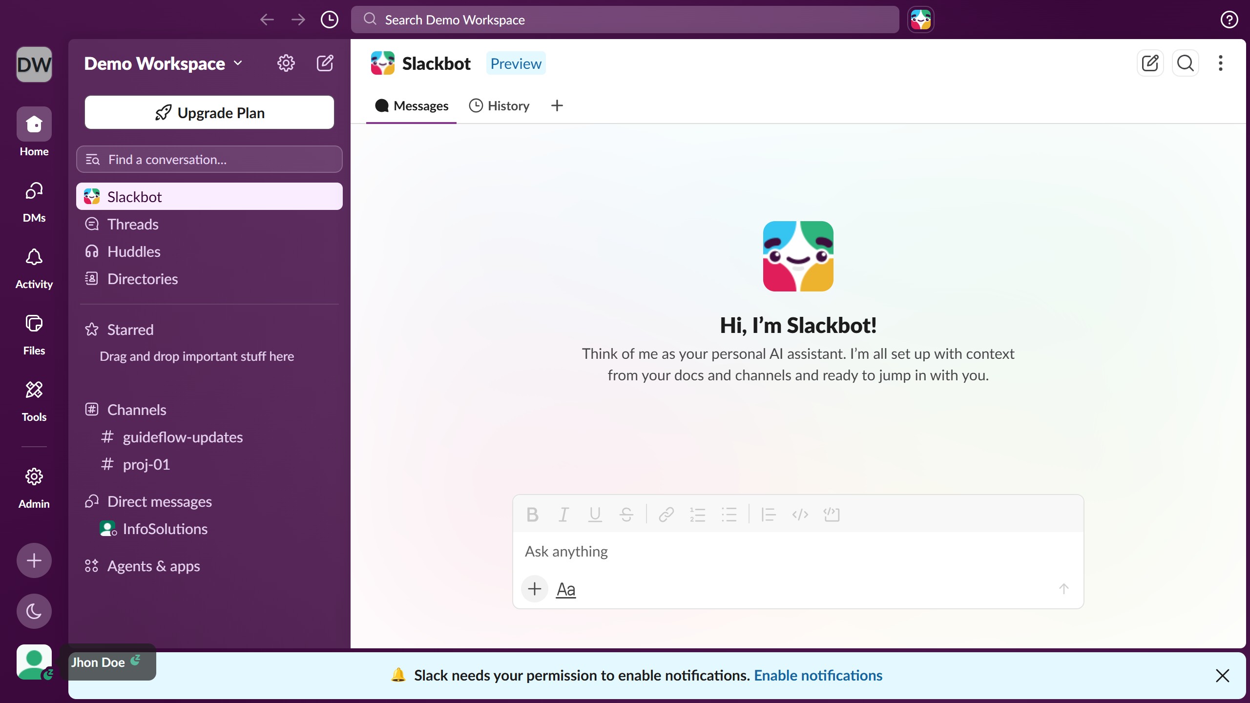 How to set a default time for reminder notifications in Slack