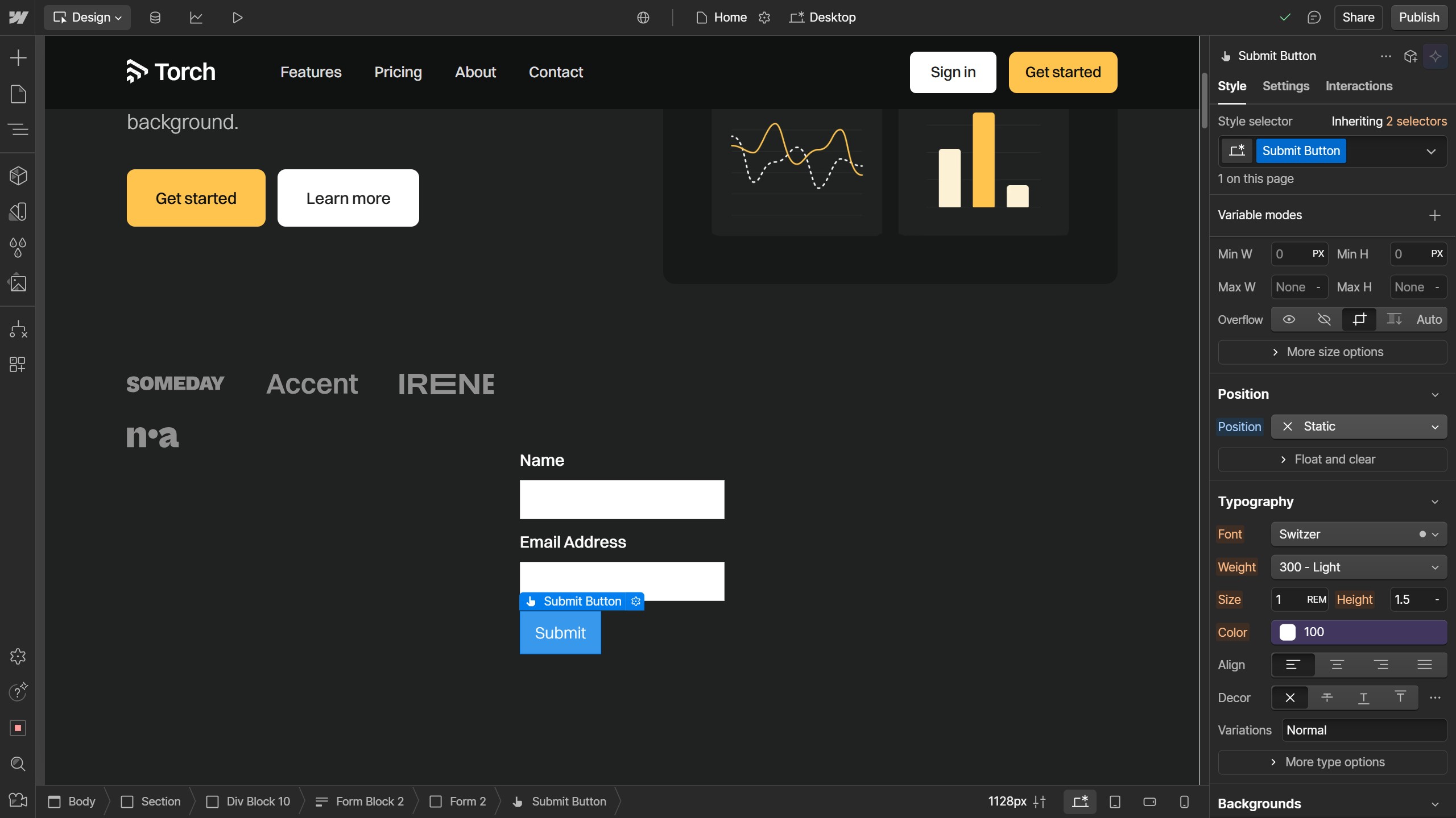 How to change relative to in Webflow?