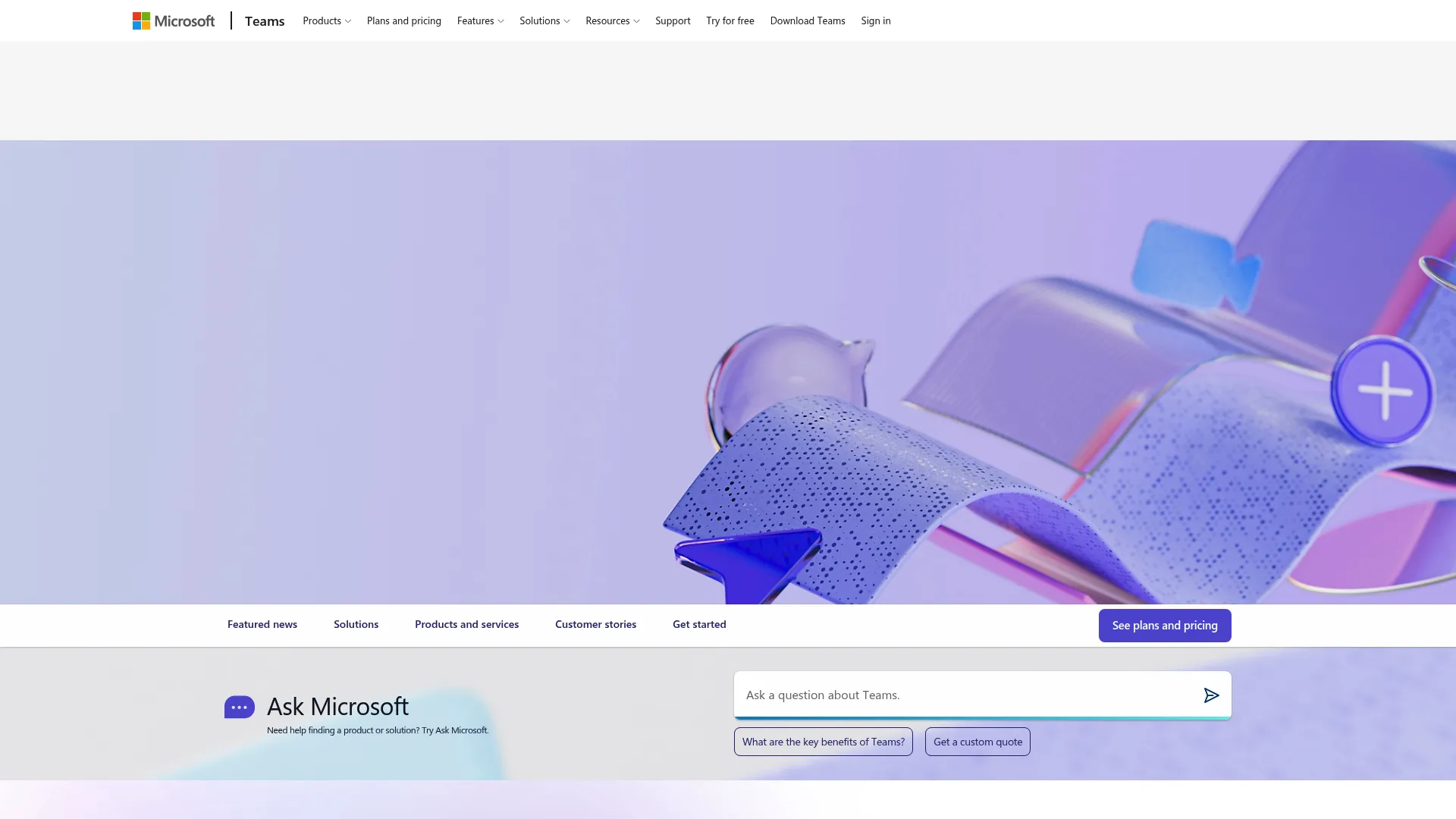 Microsoft Teams homepage screenshot