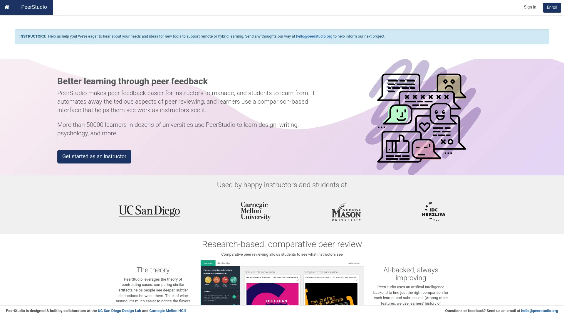 PeerStudio homepage screenshot
