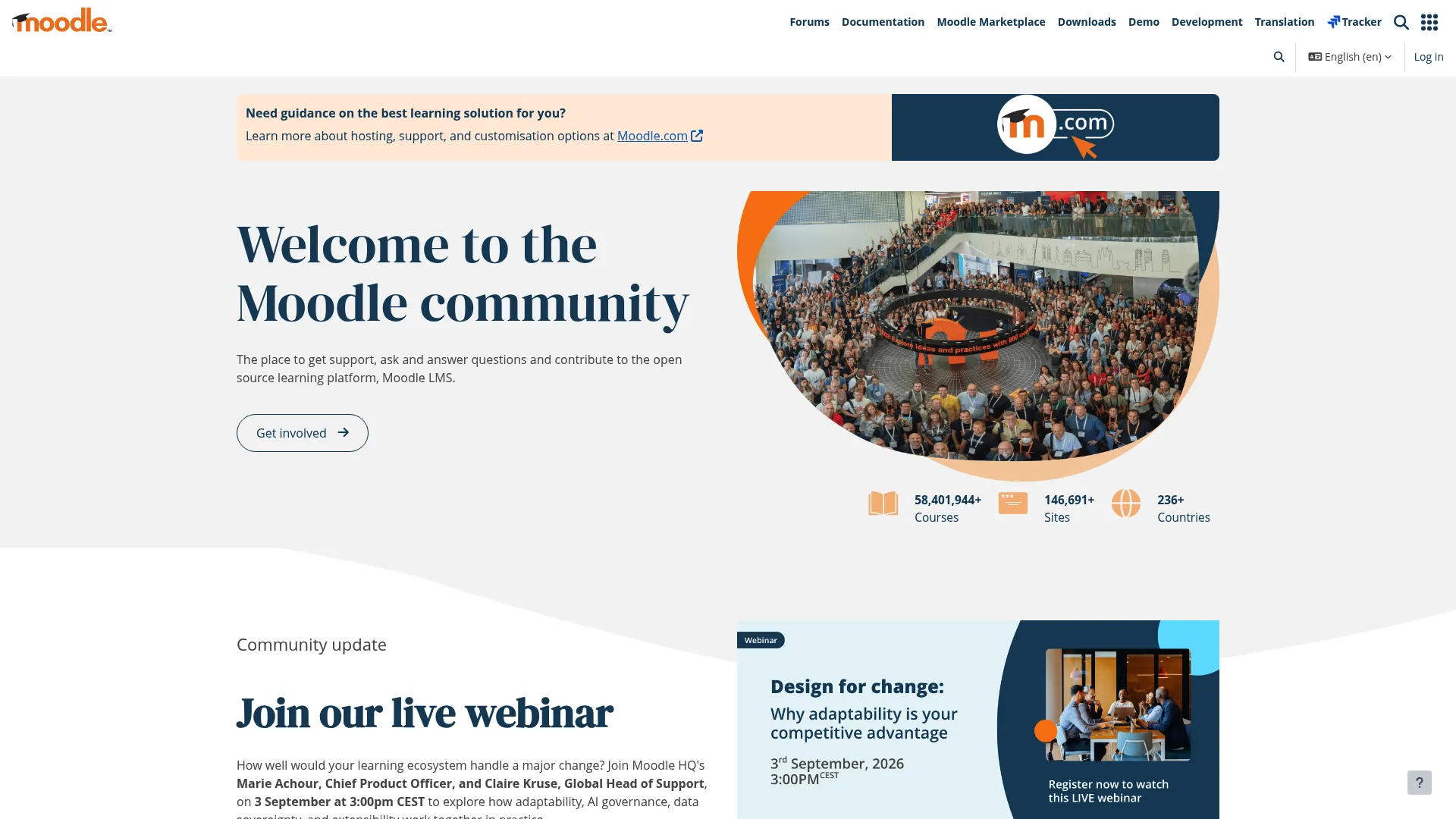 Moodle LMS homepage screenshot