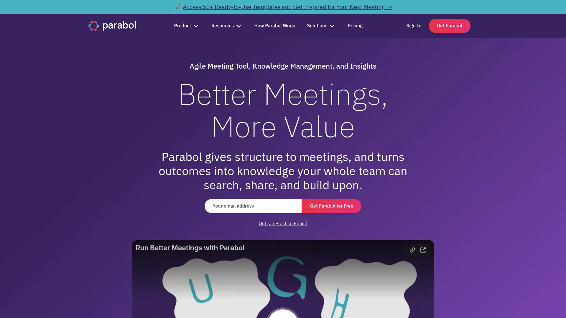 Parabol agile retrospective software homepage screenshot