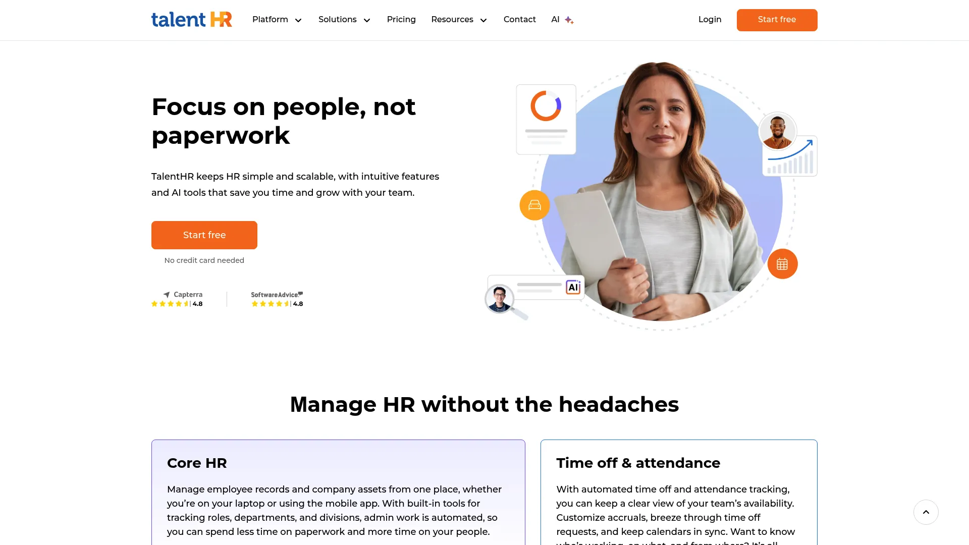 TalentHR performance review software homepage