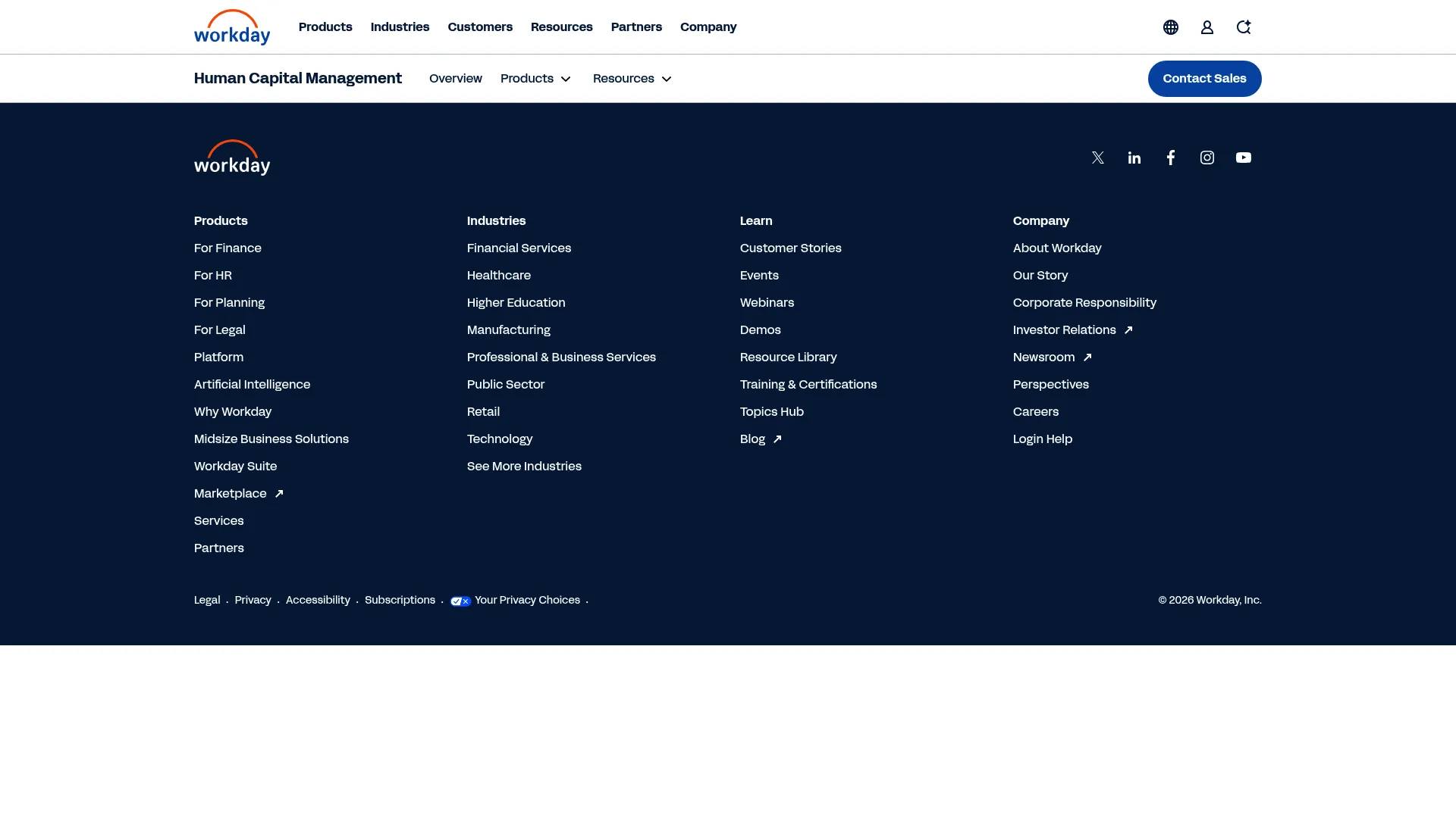 Workday Human Capital Management homepage
