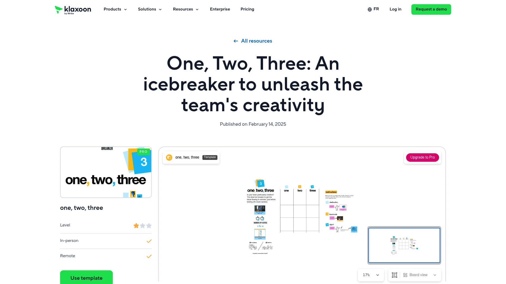 One, Two, Three - Klaxoon template for creativity-focused workshop icebreakers