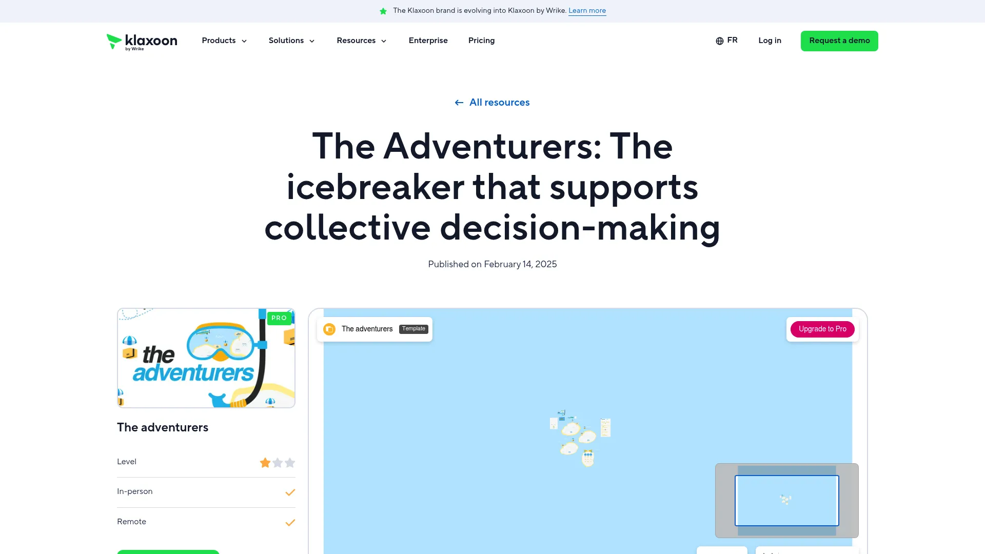 The Adventurers - Klaxoon icebreaker template for collective decision-making