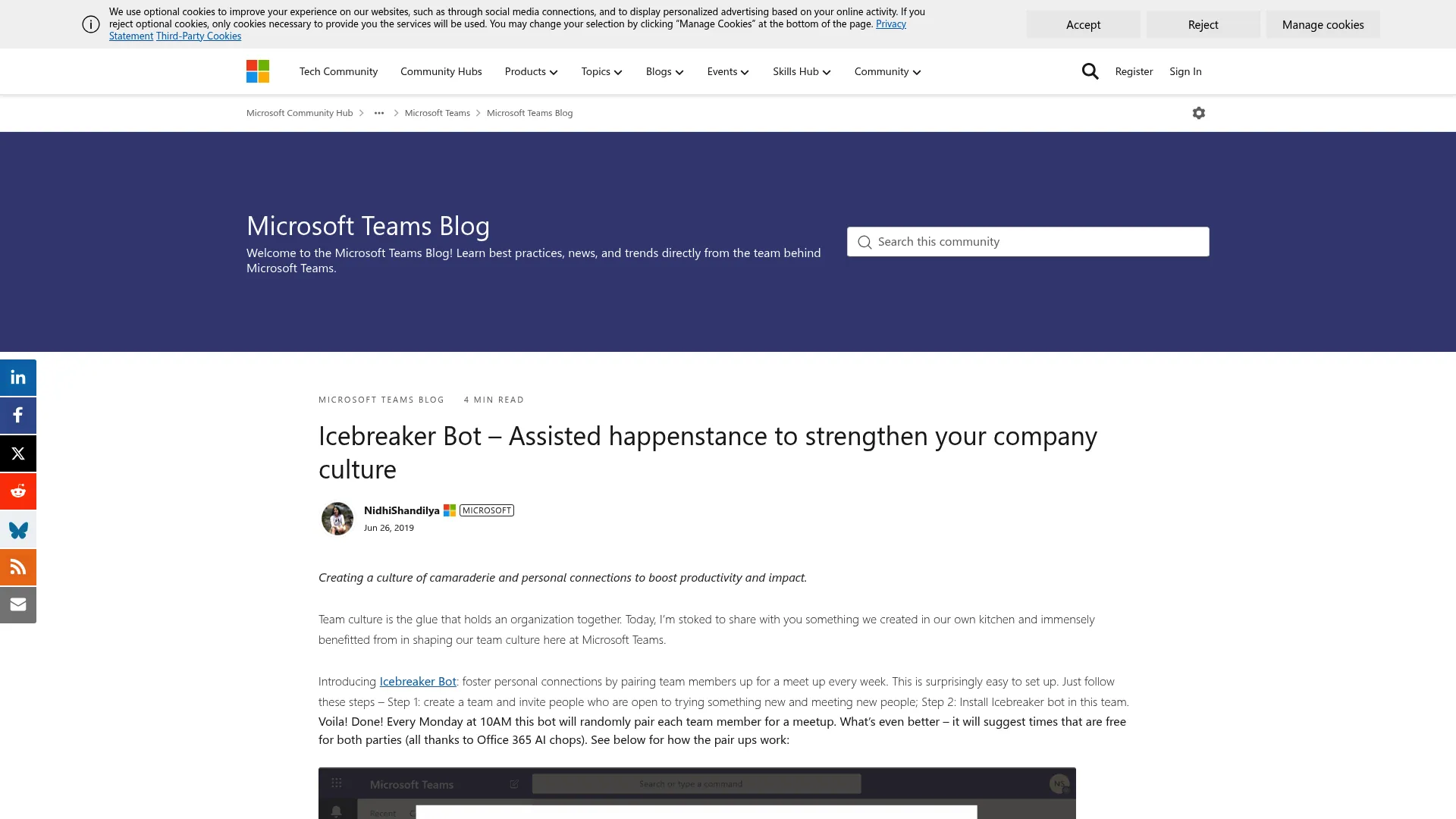 Icebreaker Bot - Microsoft Teams bot for weekly coworker pairings and connection