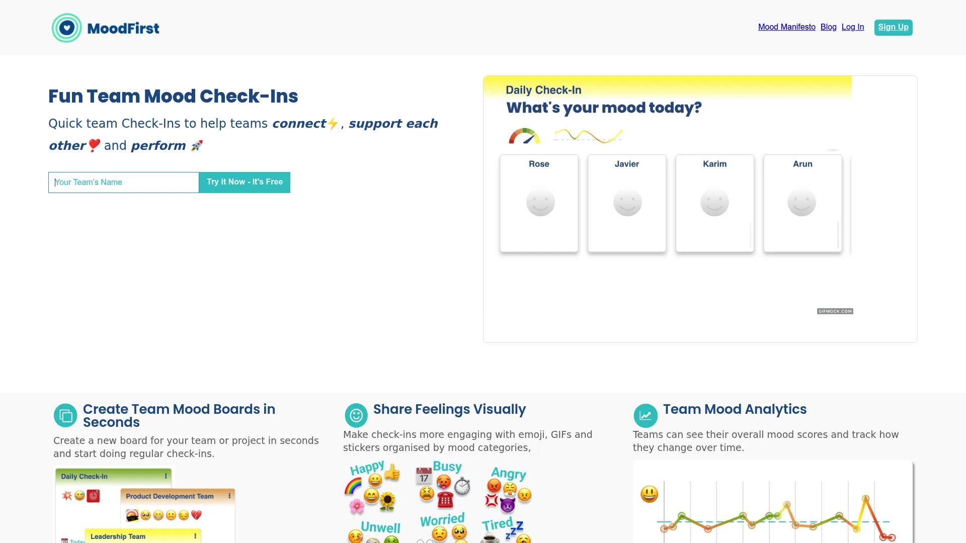 Team Mood - mood check-in software for pre-meeting sentiment tracking