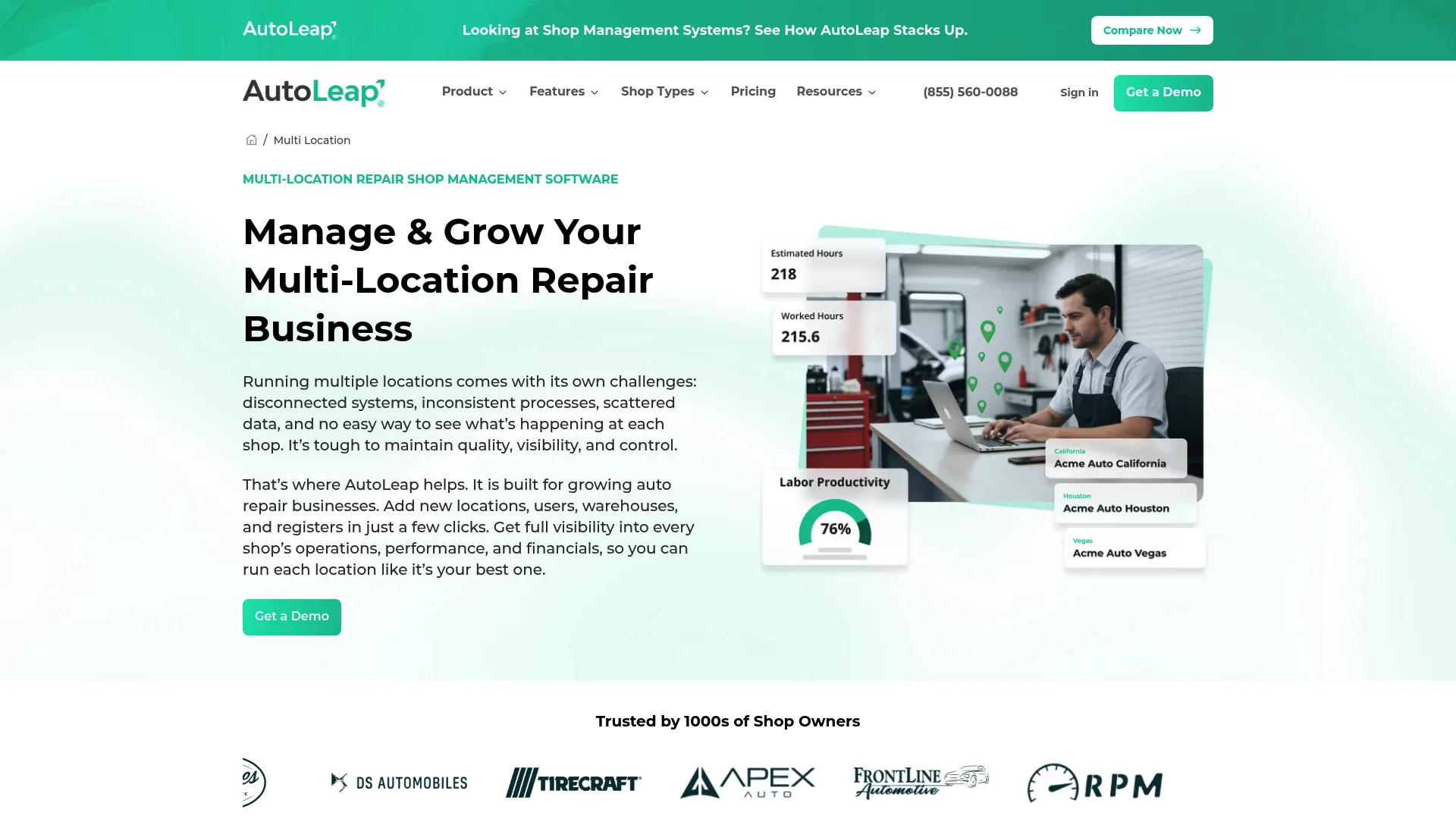 AutoLeap homepage screenshot
