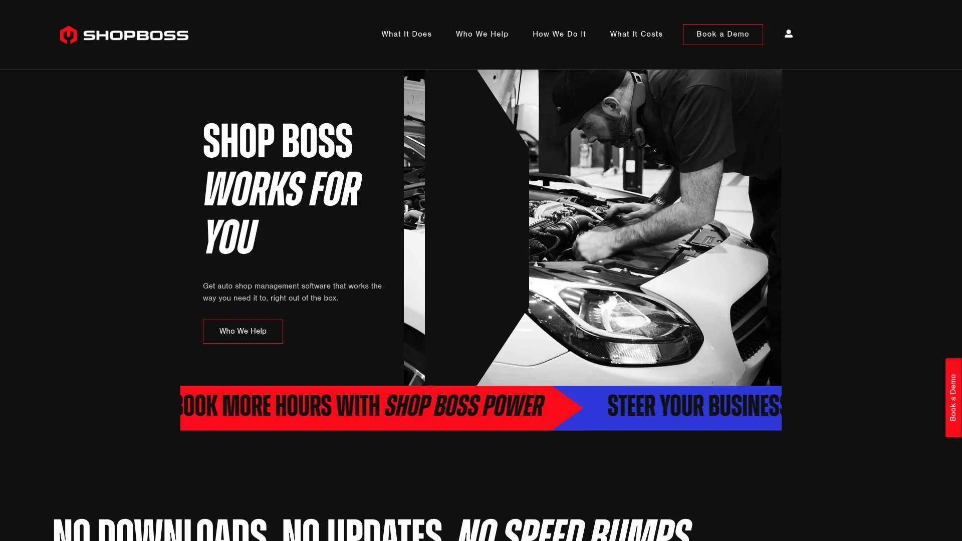 Shop Boss homepage screenshot
