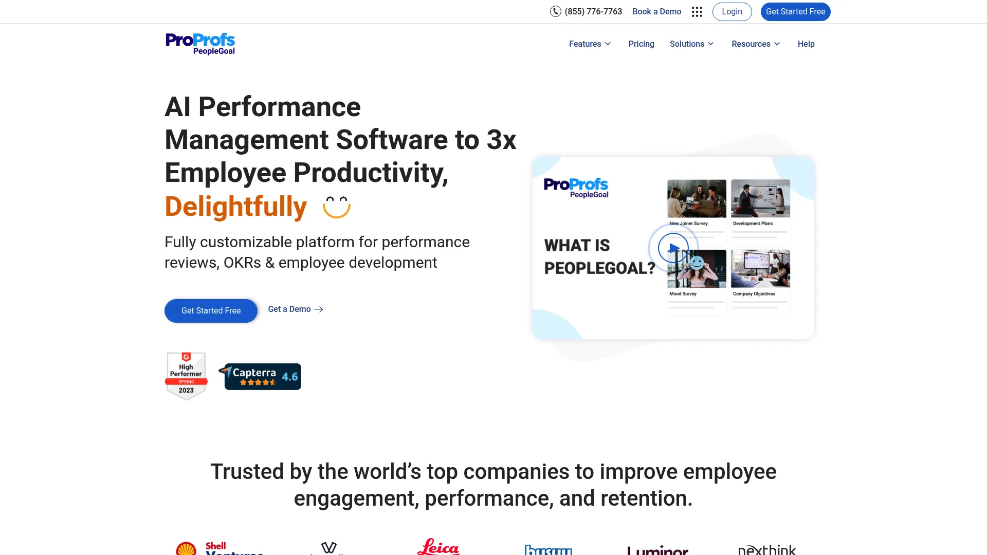 PeopleGoal homepage screenshot
