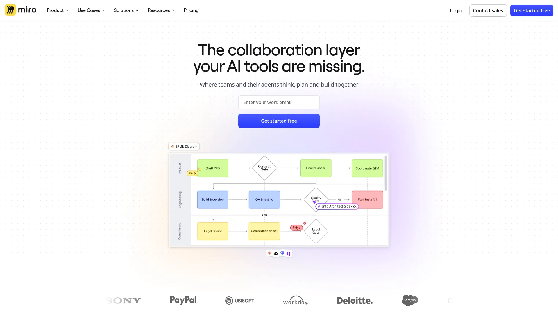 Miro collaborative whiteboard and affinity diagram tool homepage