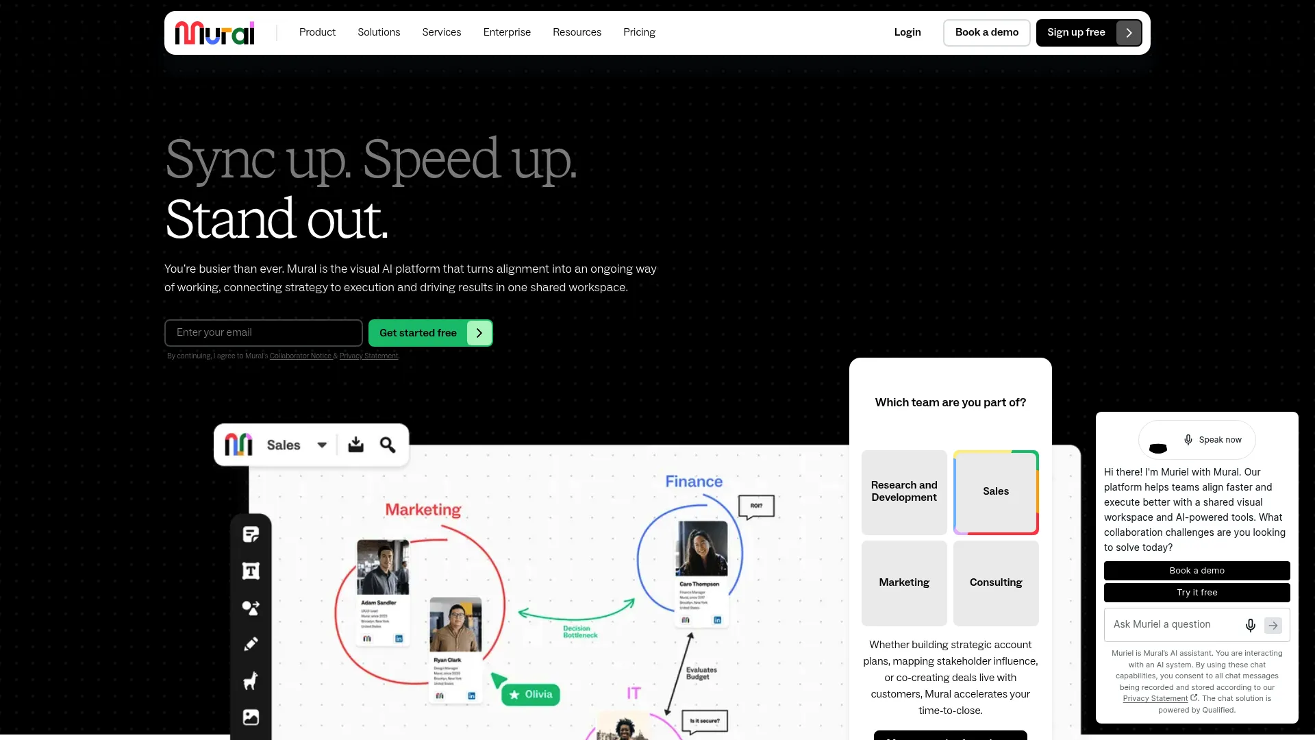 Mural visual collaboration and affinity mapping platform homepage