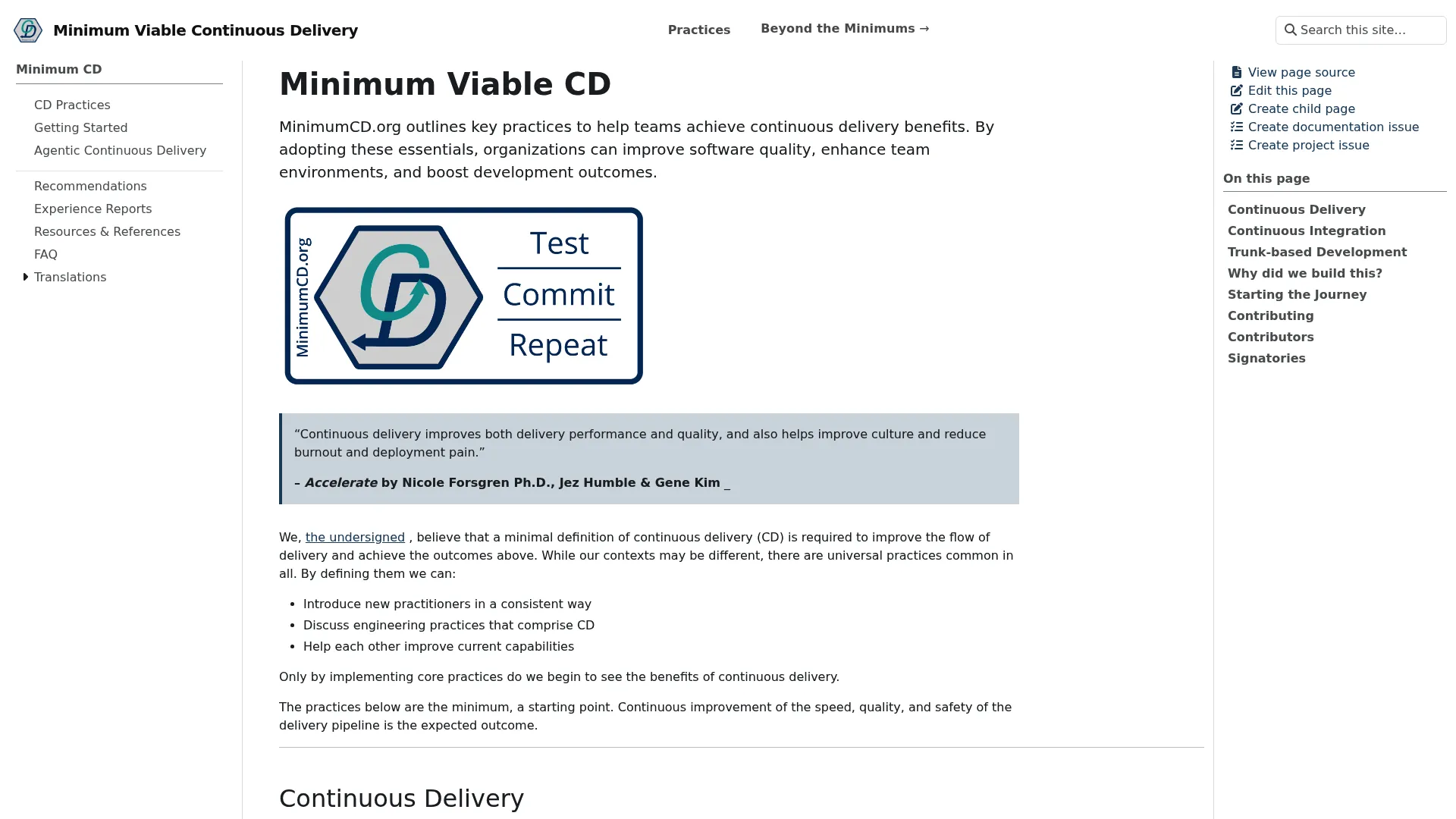 MinimumCD homepage screenshot