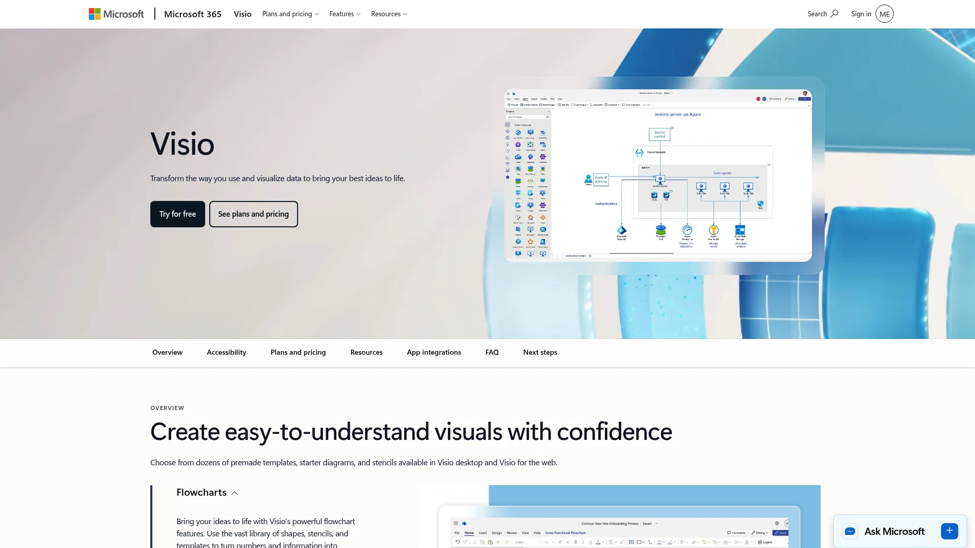 Microsoft Visio homepage screenshot