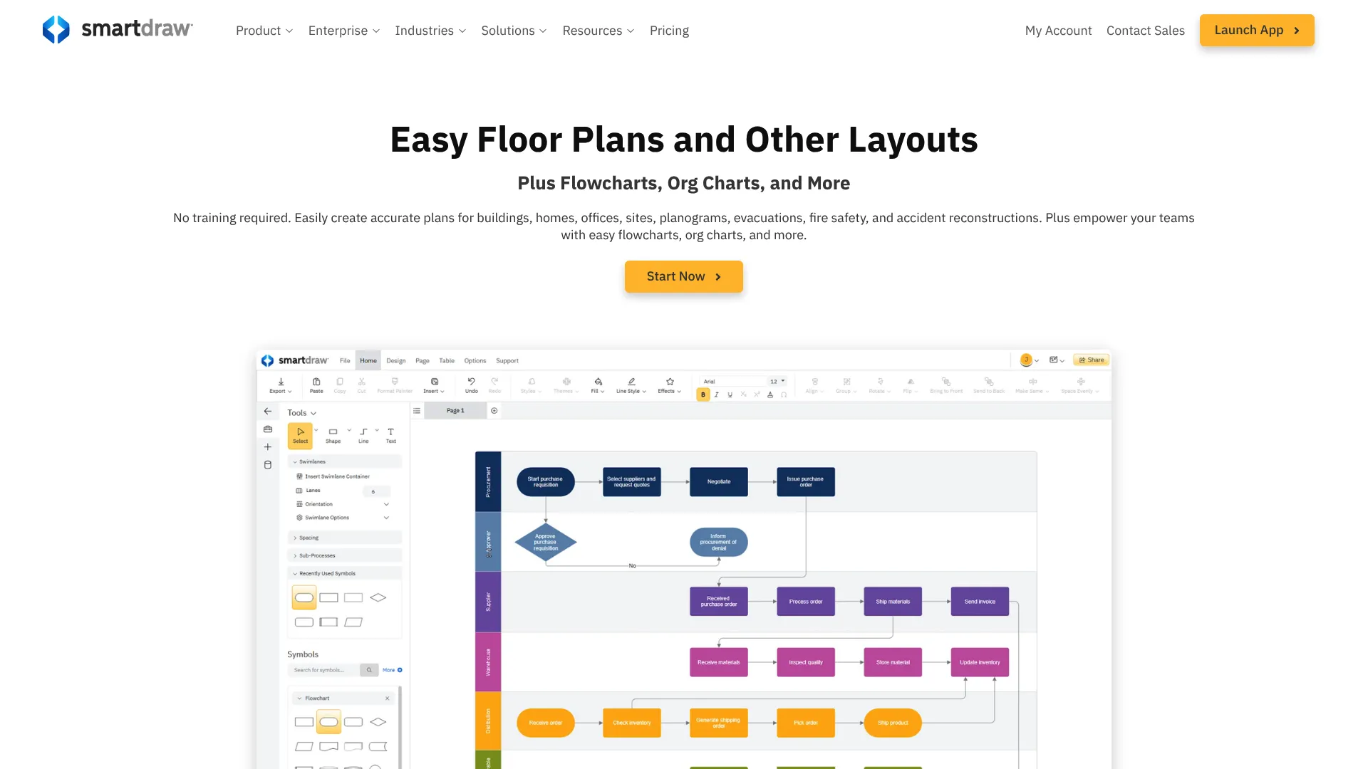 SmartDraw homepage screenshot