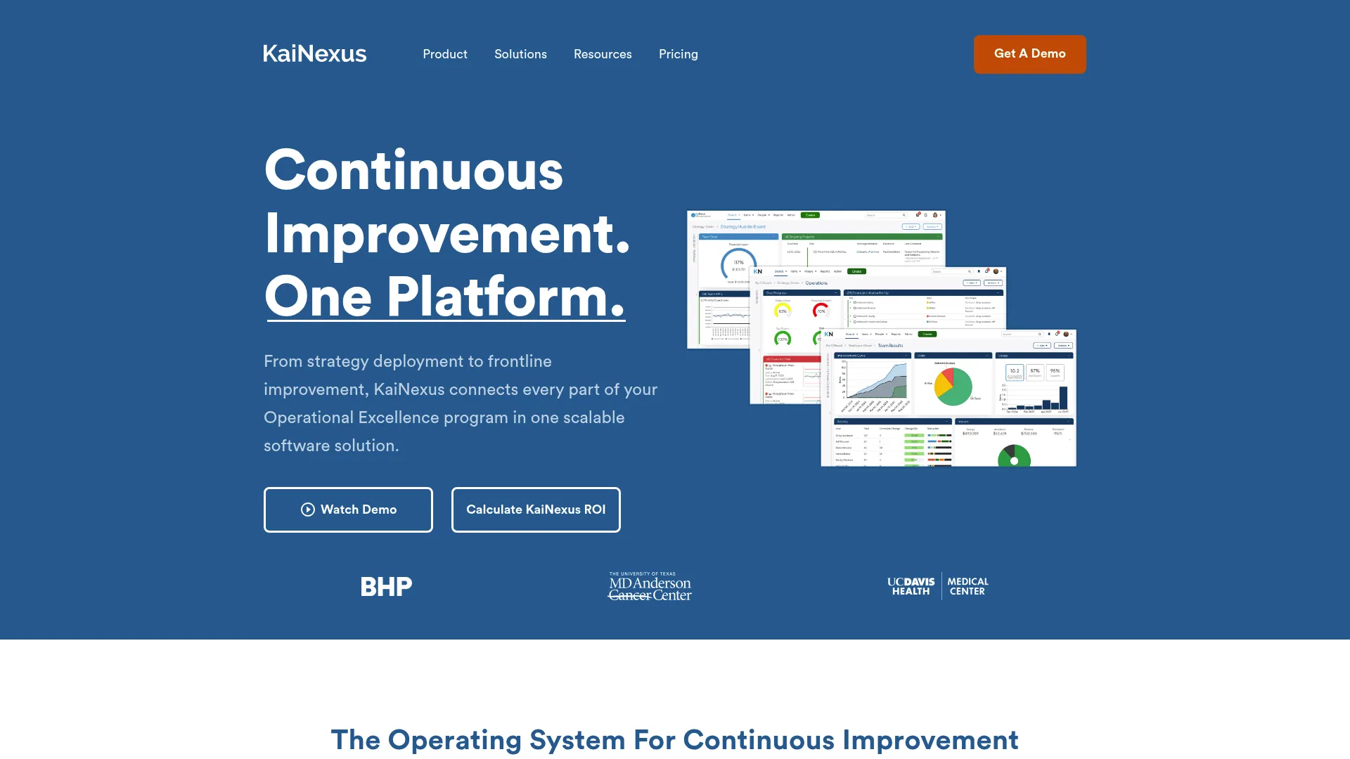 KaiNexus continuous improvement software homepage screenshot