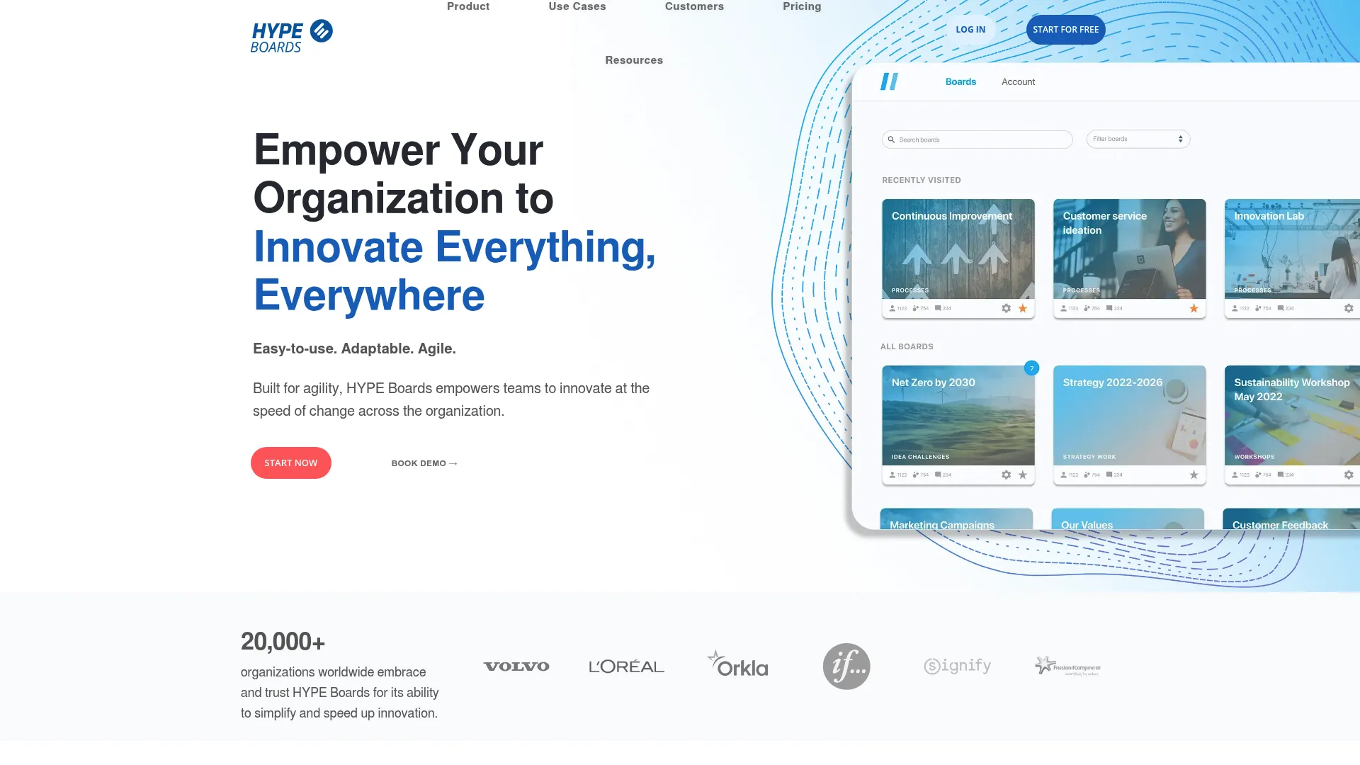 Viima idea management and innovation software homepage screenshot