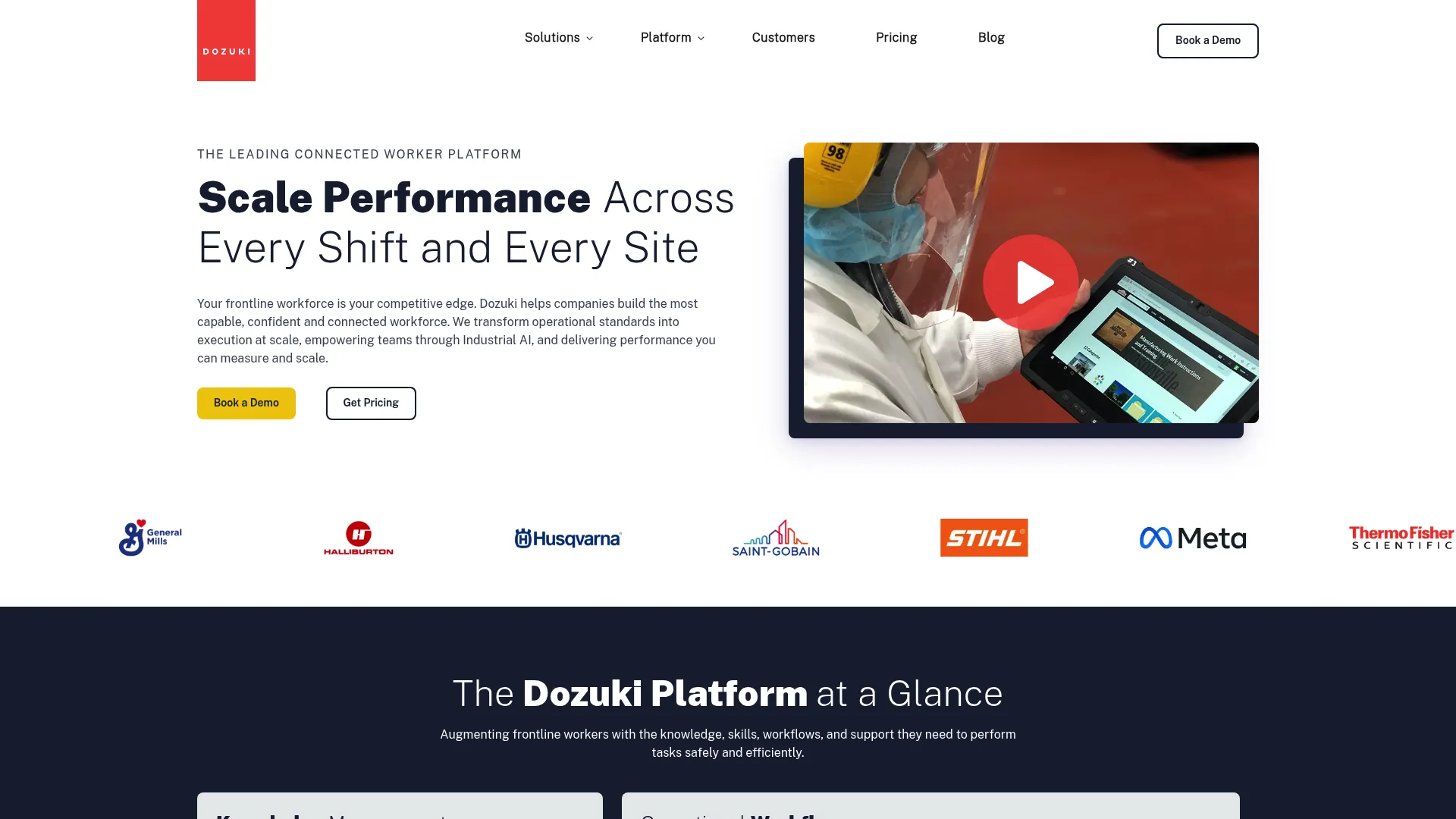 Dozuki connected worker platform homepage