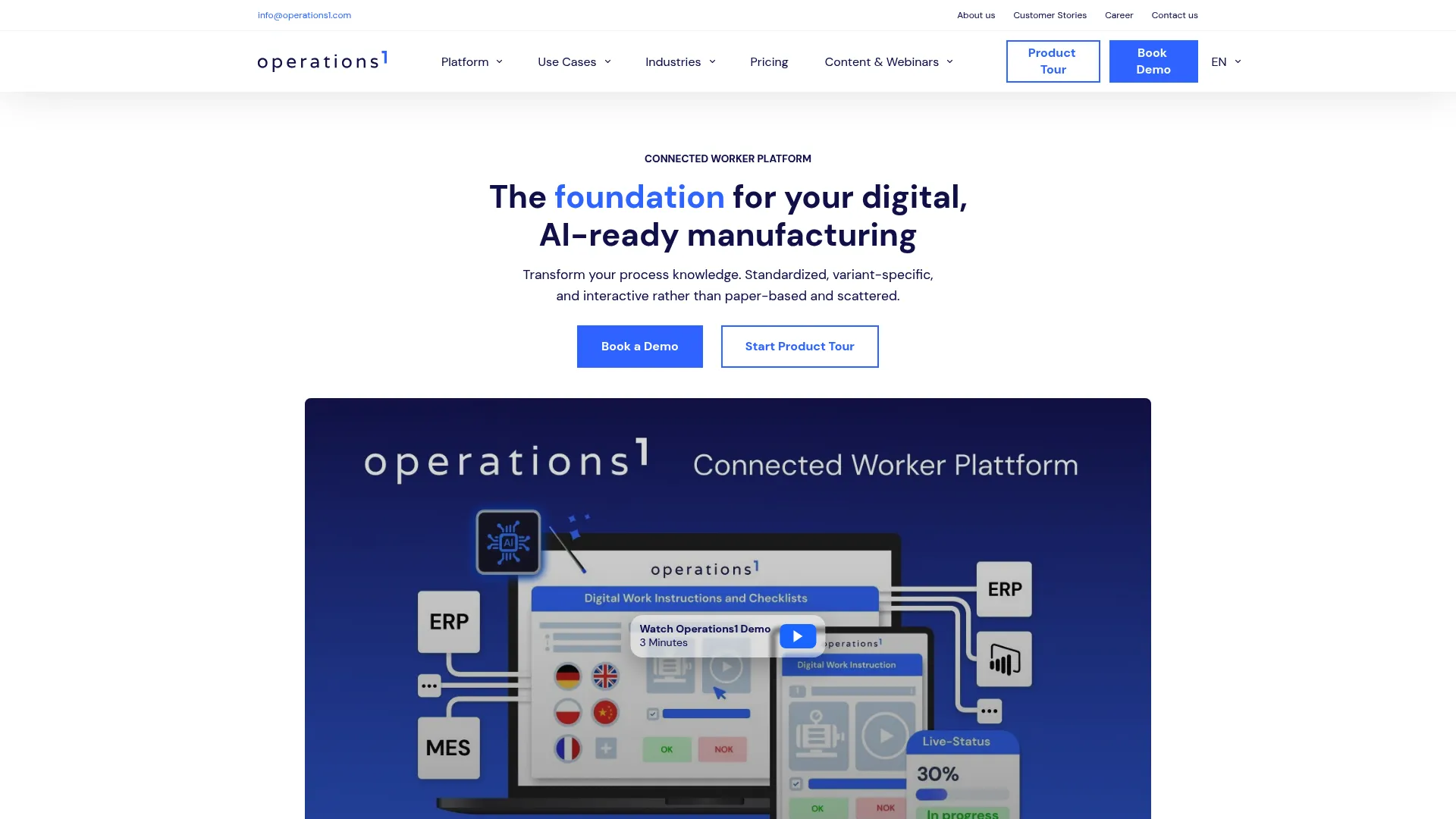 Operations1 digital work instruction software homepage