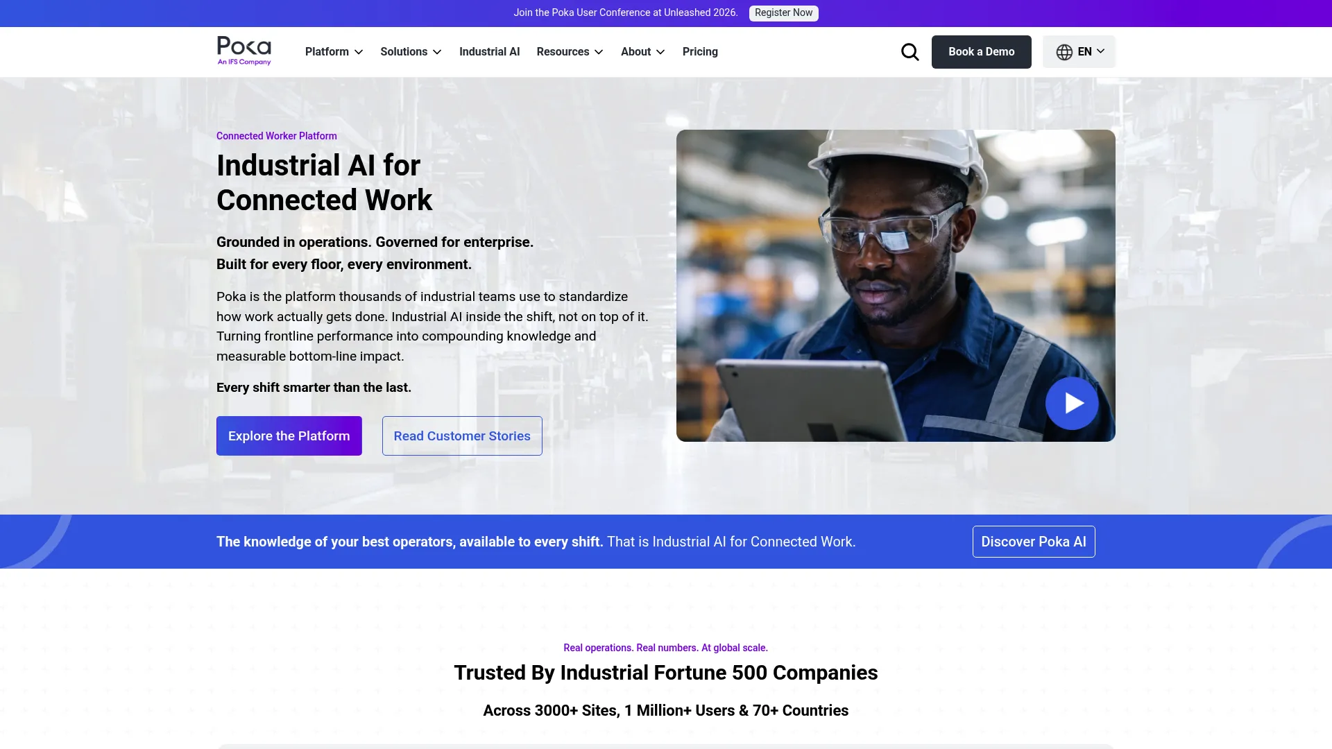 Poka industrial connected worker platform homepage