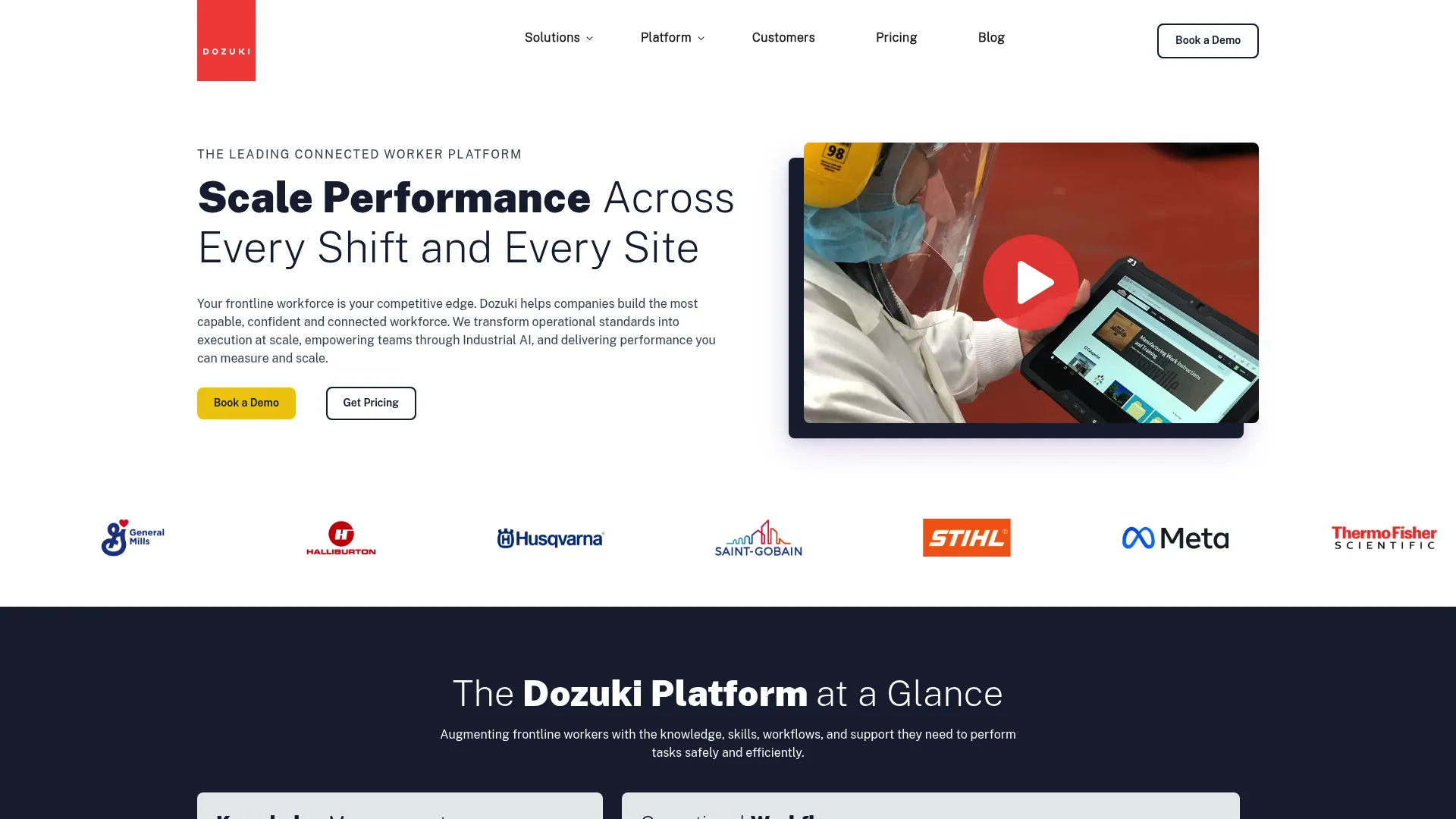 Dozuki manufacturing work instruction and training platform homepage