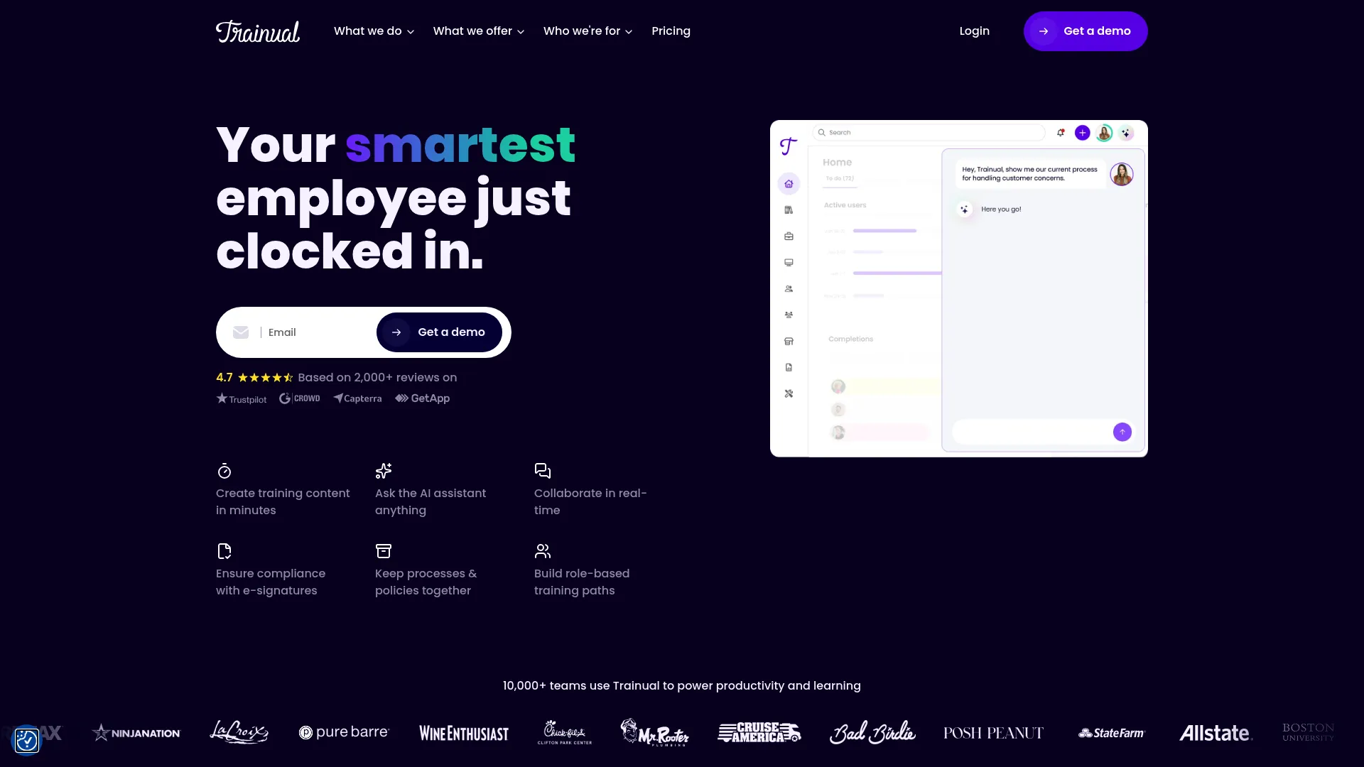 Trainual homepage screenshot
