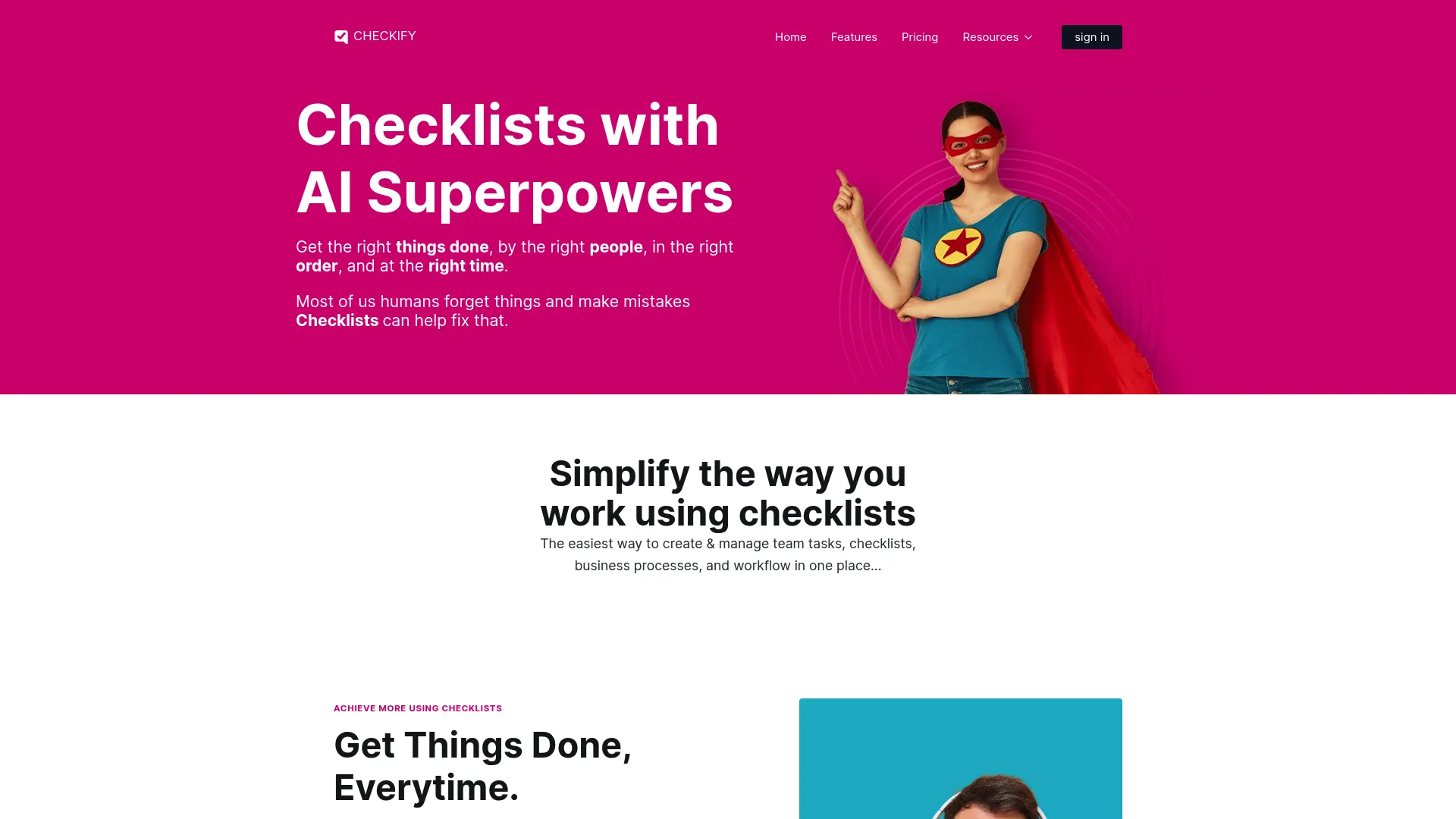 Checkify homepage screenshot
